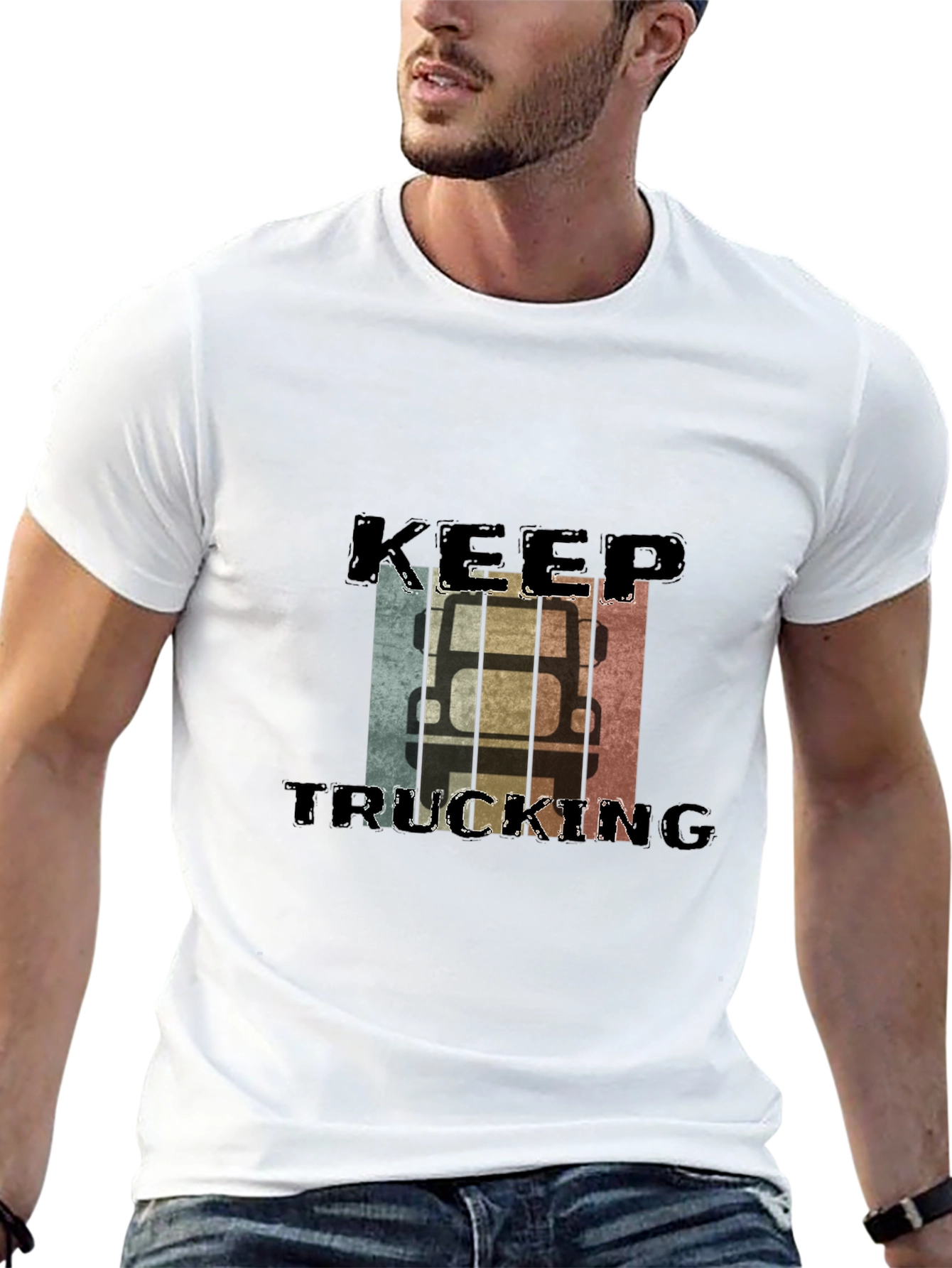 Keep Trucking Retro Style Black T-Shirt