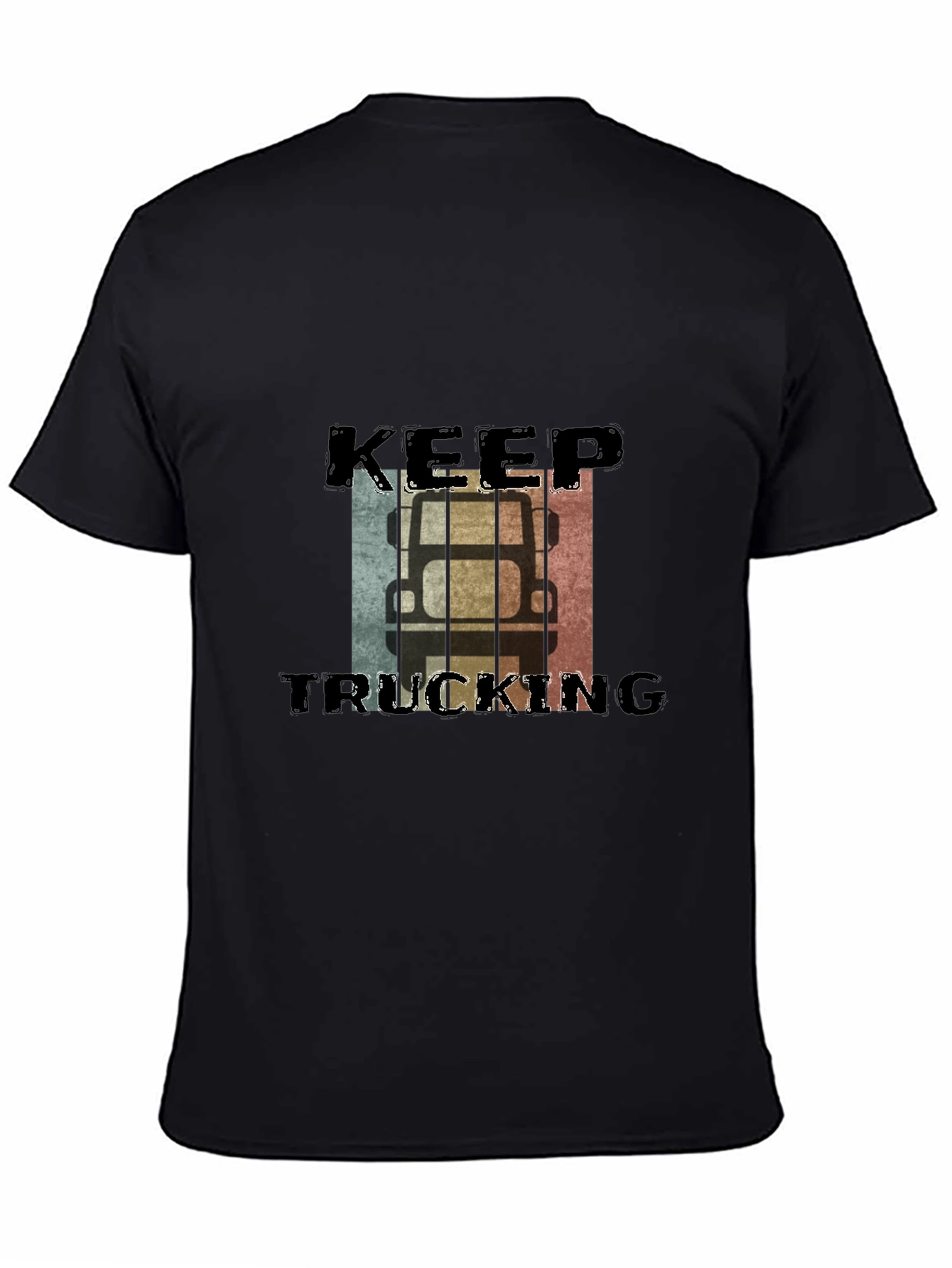 Keep Trucking Retro Style Black T-Shirt