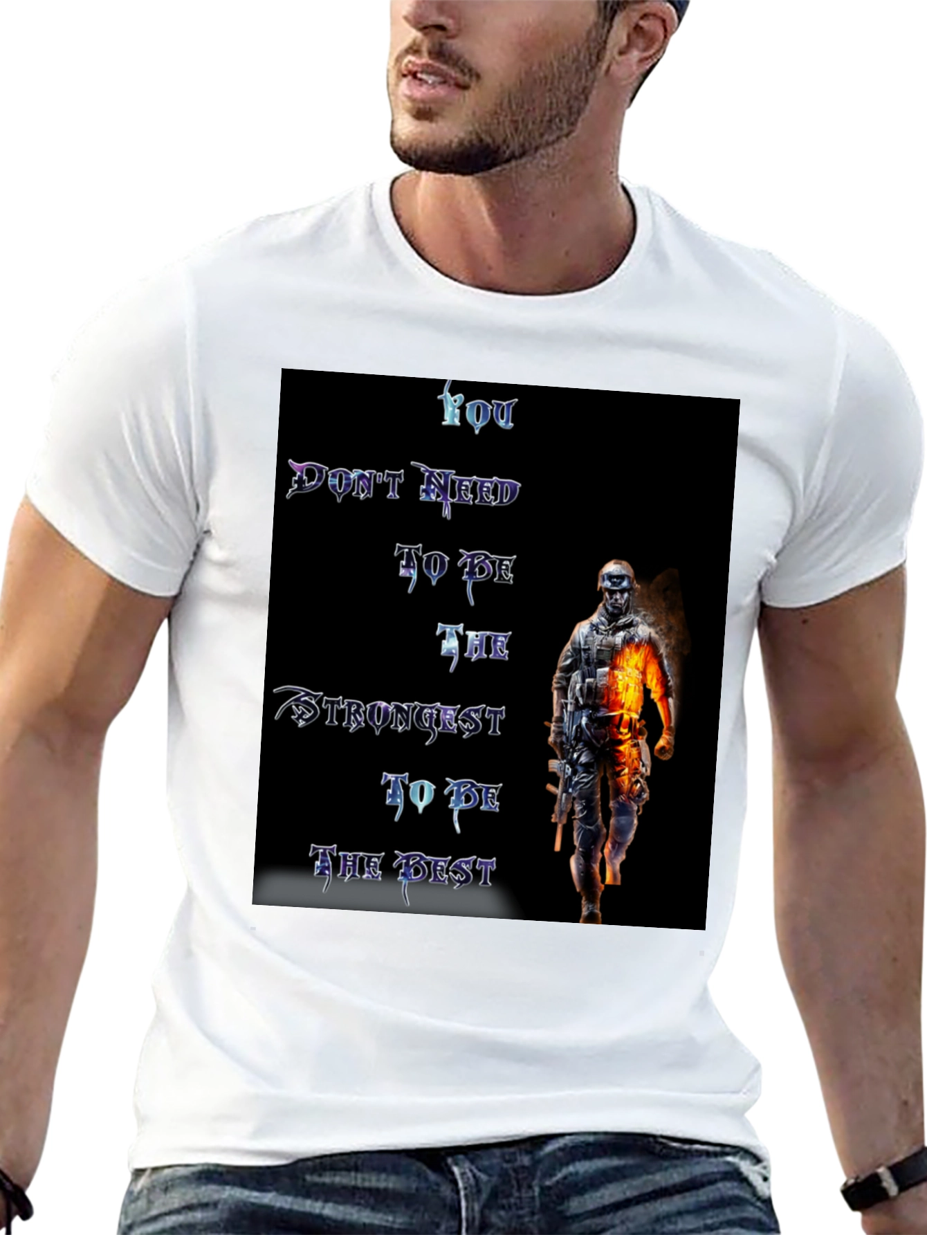 Motivational Warrior Graphic Black T-Shirt