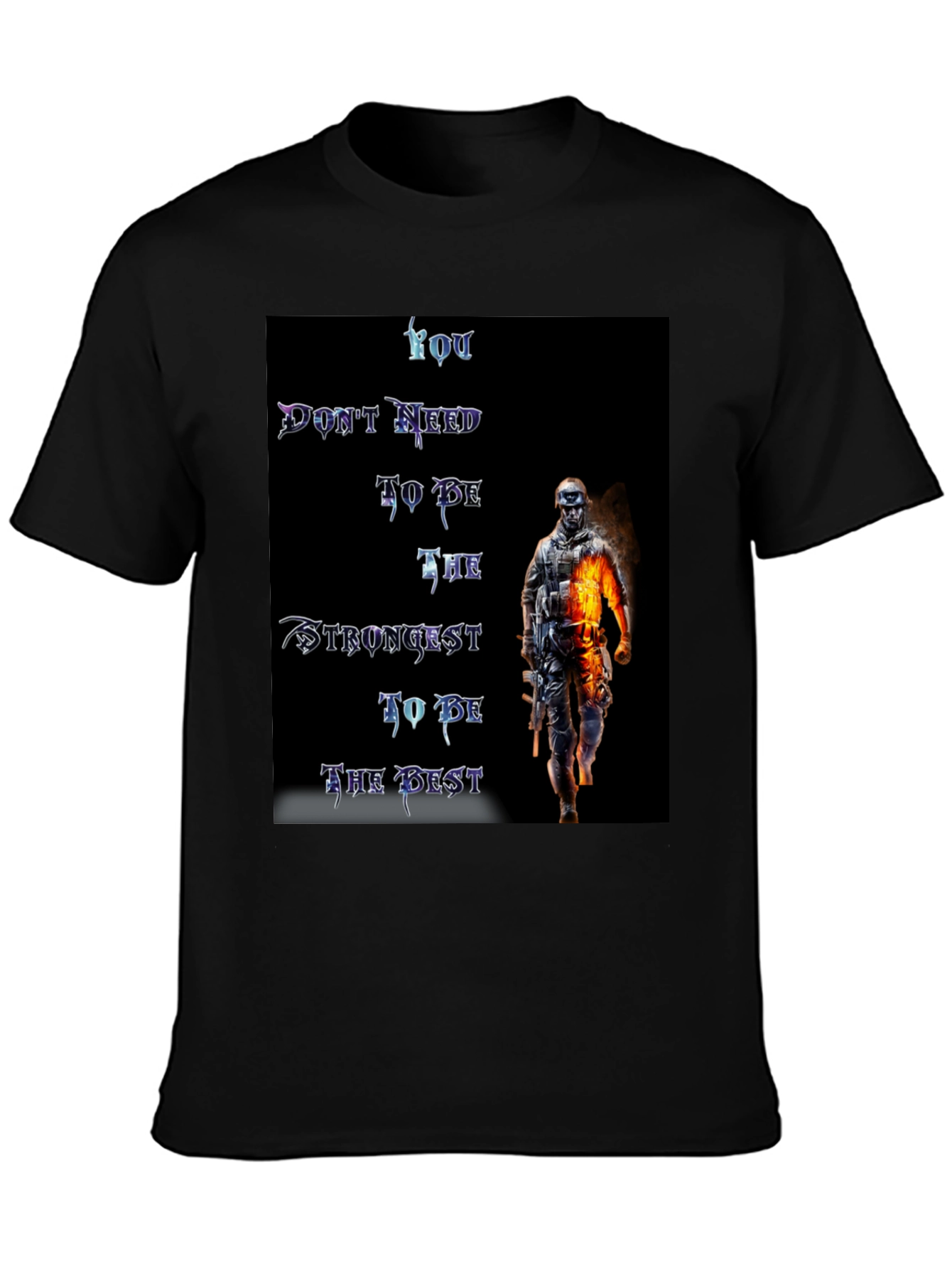 Motivational Warrior Graphic Black T-Shirt