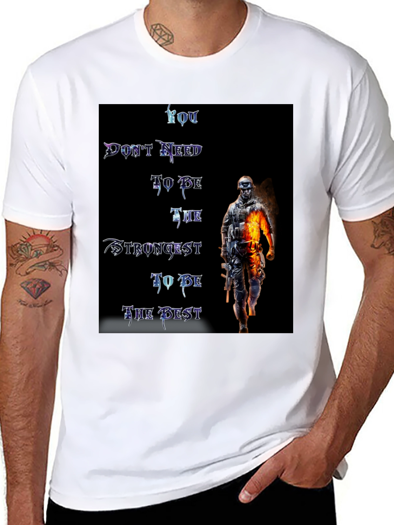 Motivational Warrior Graphic Black T-Shirt