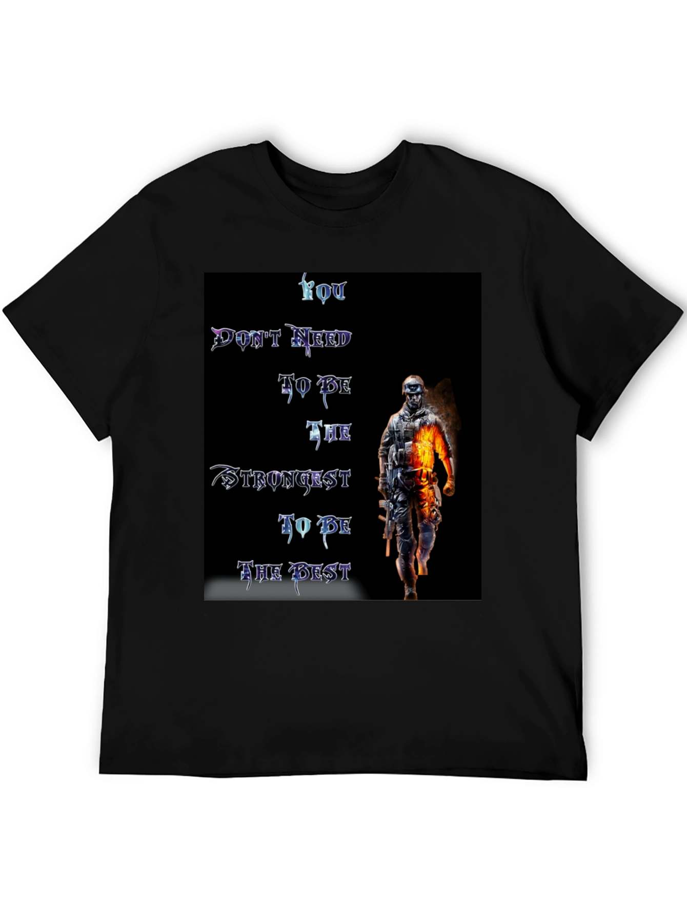 Motivational Warrior Graphic Black T-Shirt