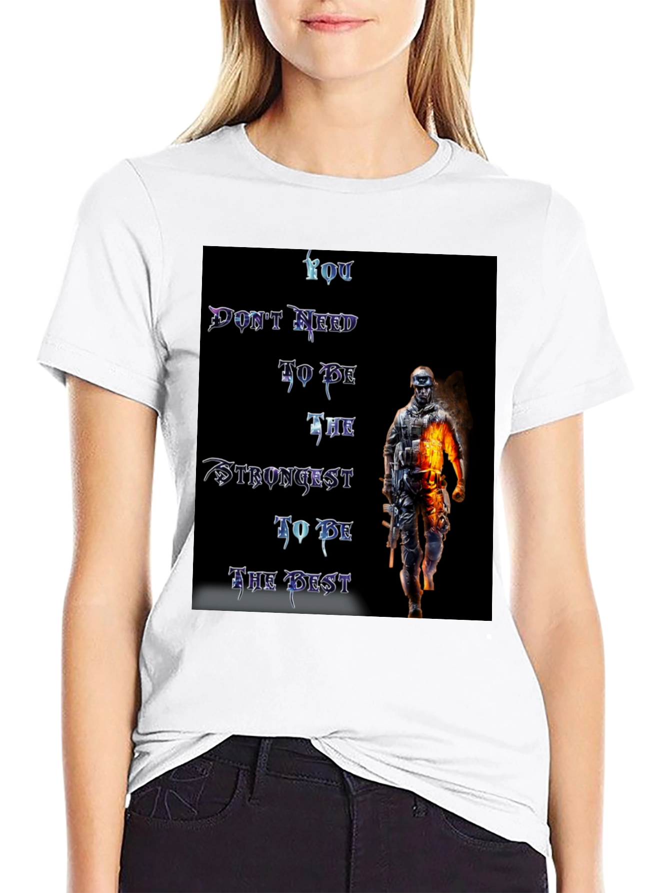 Motivational Warrior Graphic Black T-Shirt