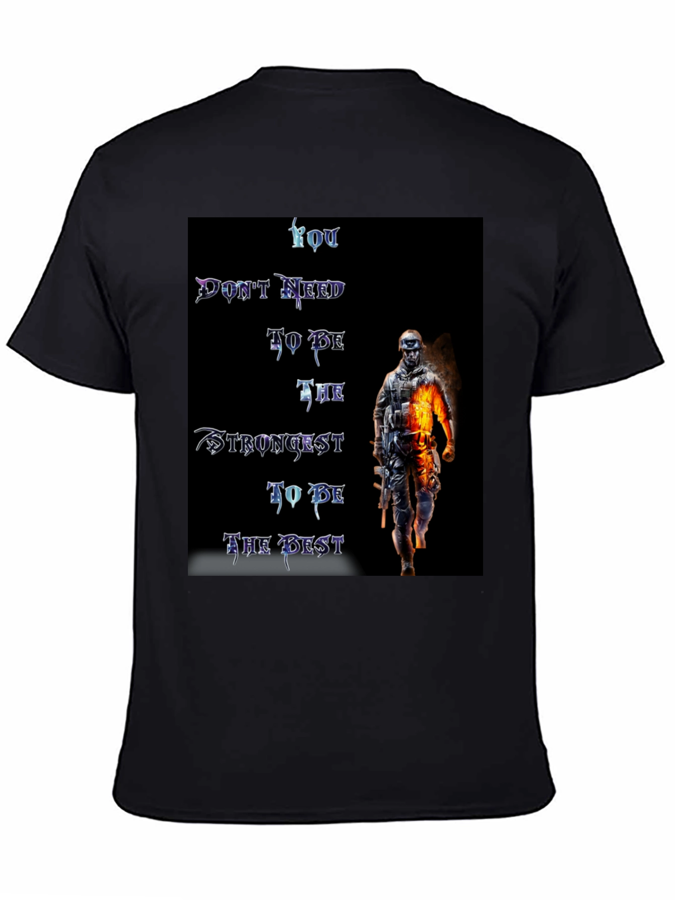 Motivational Warrior Graphic Black T-Shirt