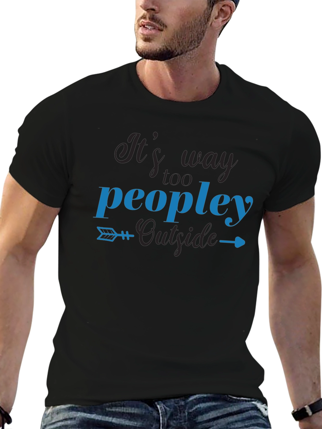 Its Way Too Peopley Outside Black T-Shirt