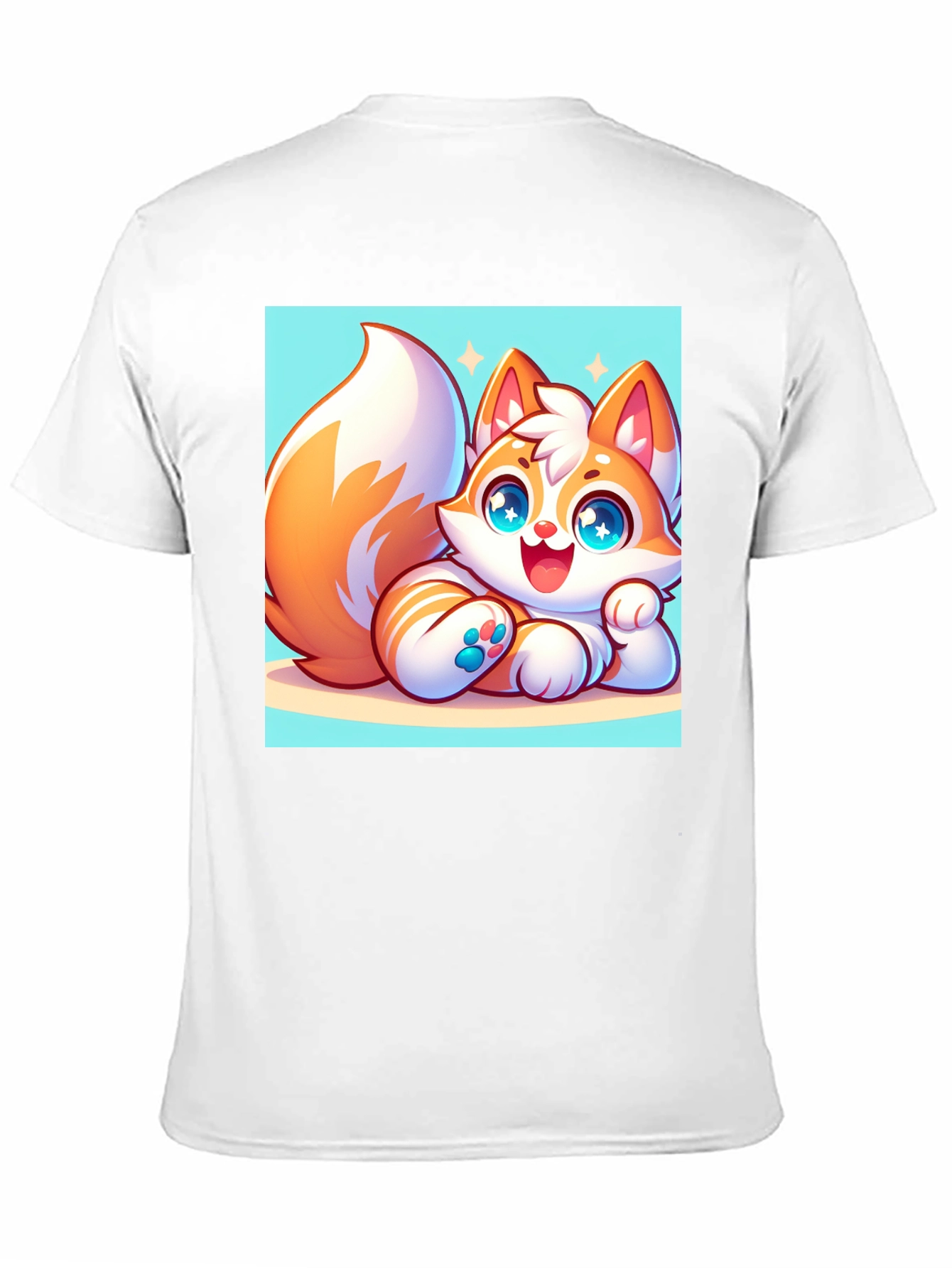 Cute Cartoon Fox Graphic Tee - Black T-Shirt
