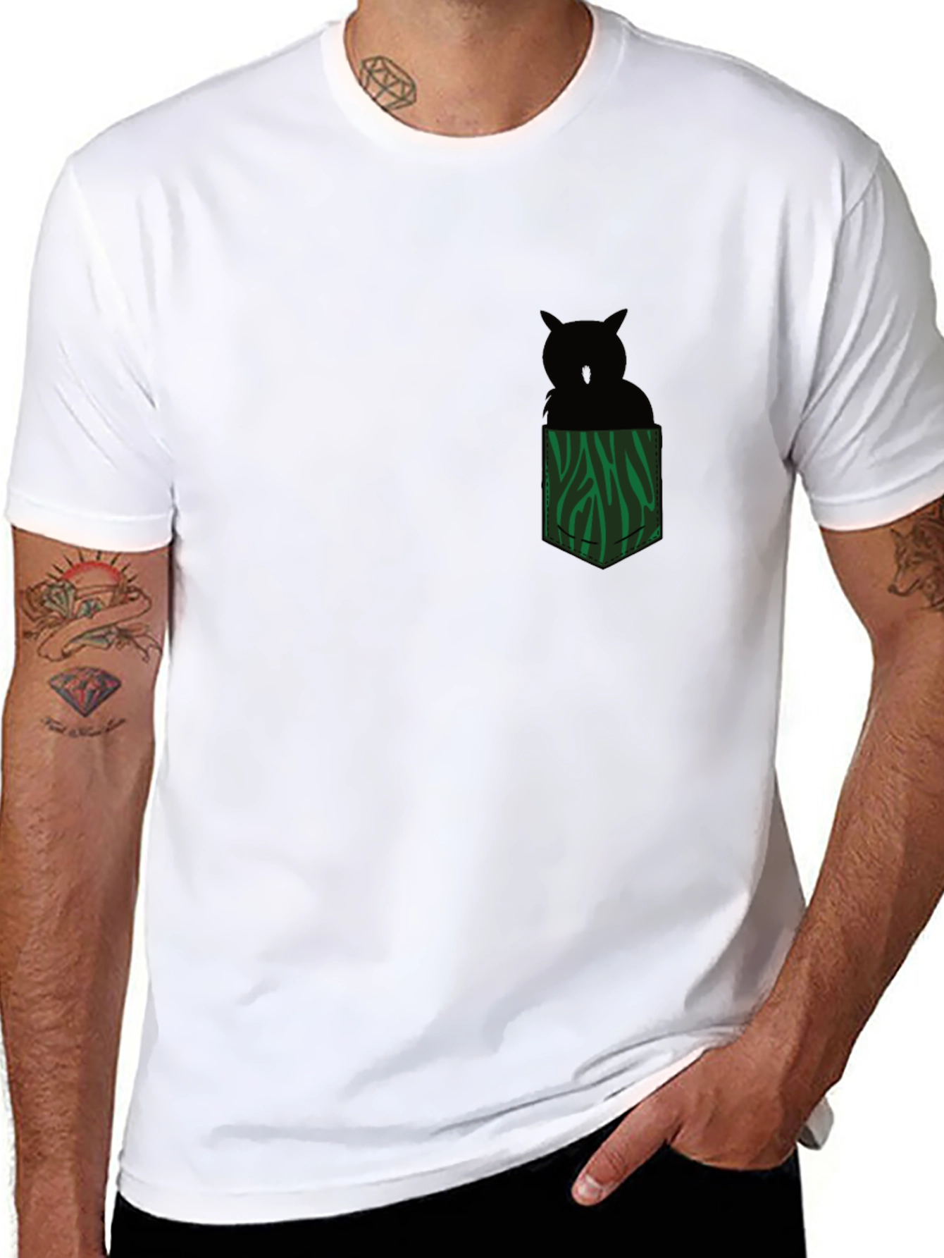 Mens Black T-Shirt with Novelty Pocket Design