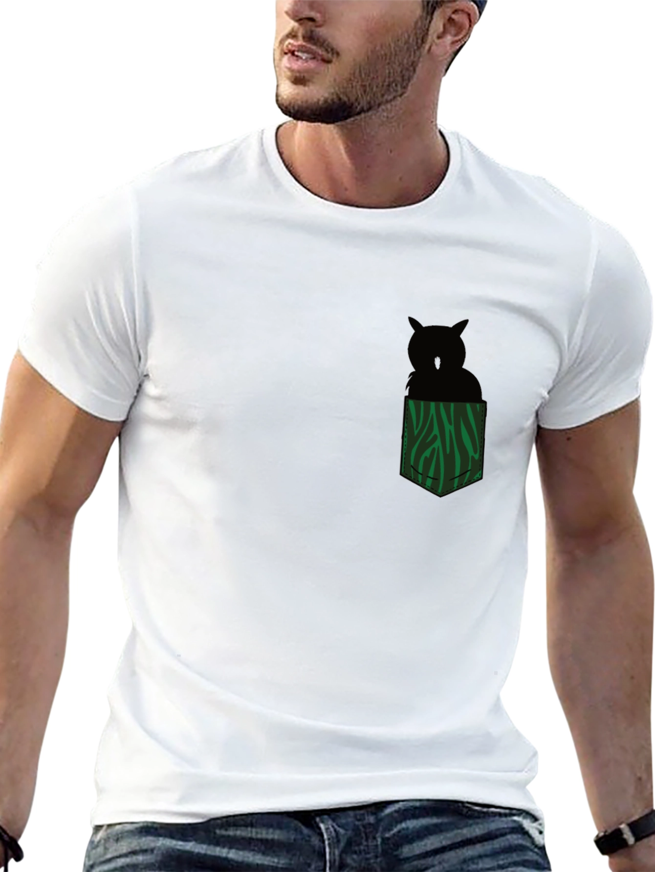 Mens Black T-Shirt with Novelty Pocket Design