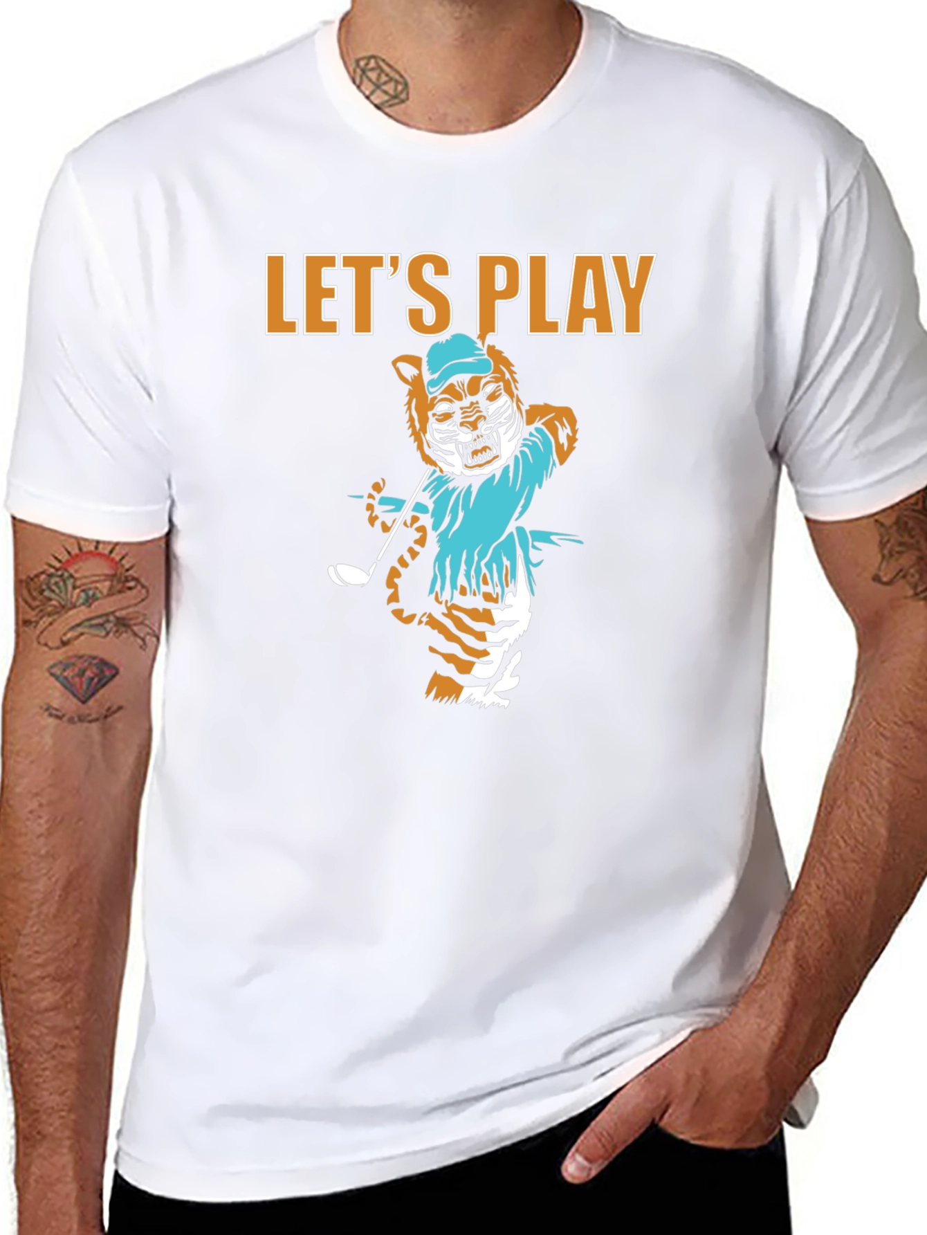 Lets Play Golf Tiger Graphic Tee