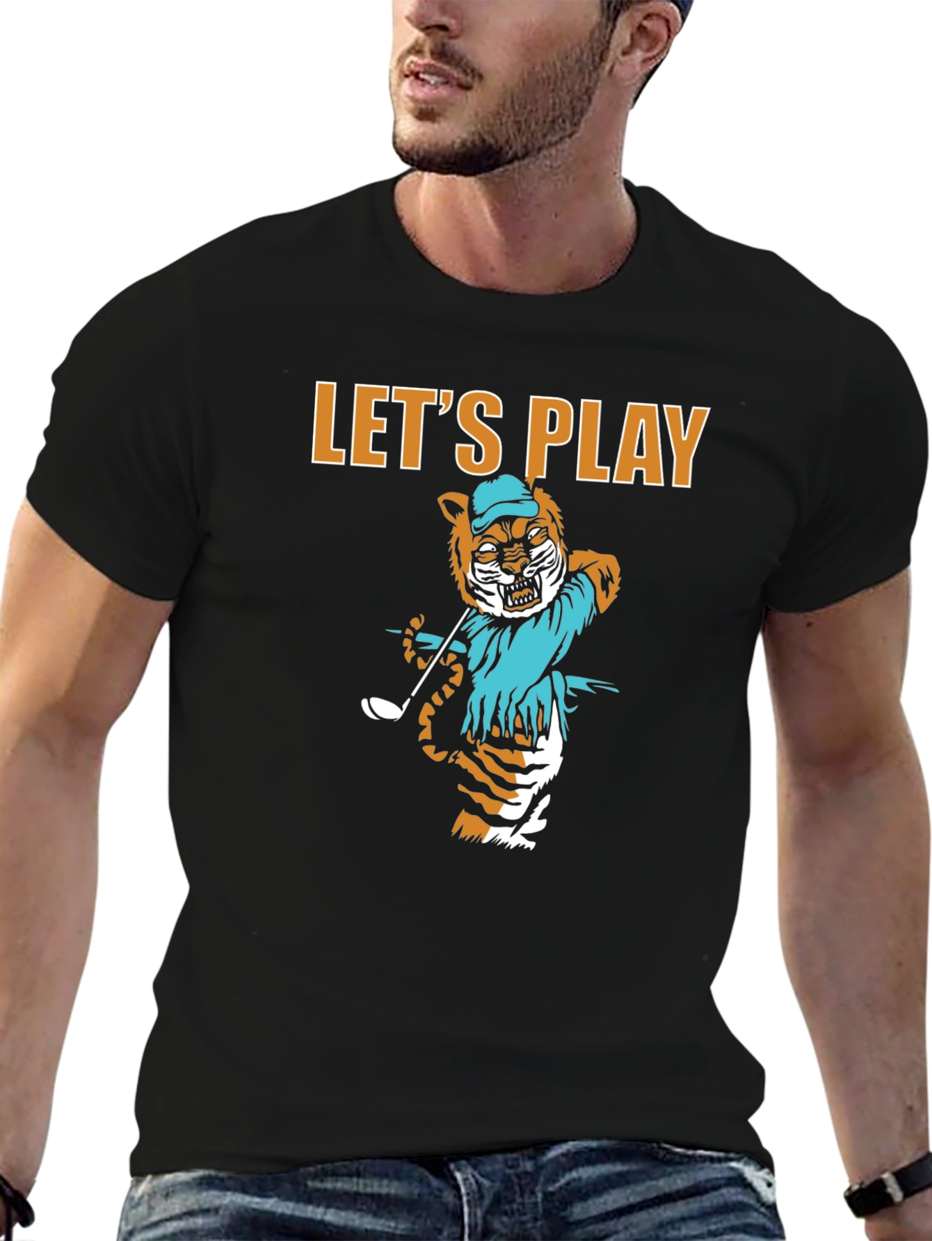 Lets Play Golf Tiger Graphic Tee