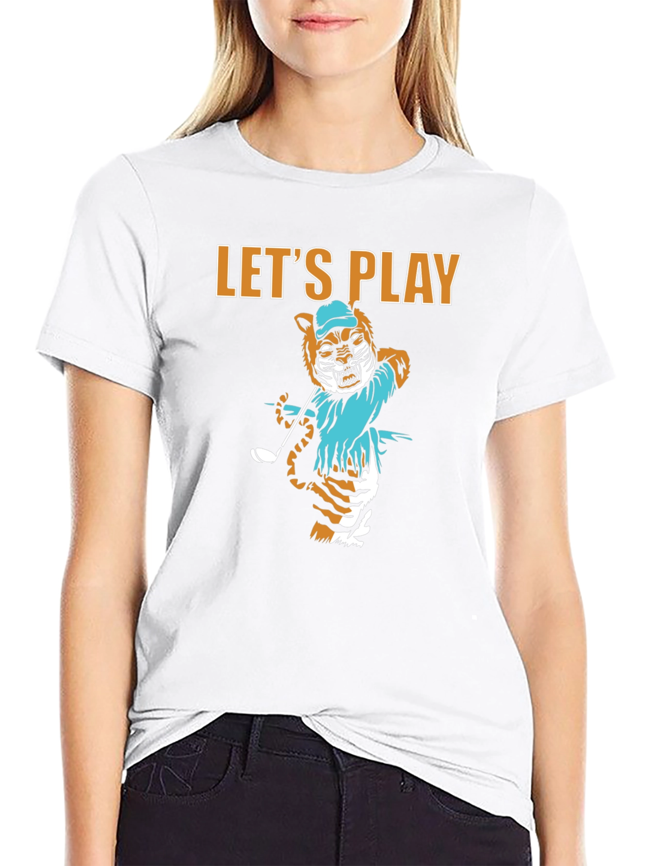 Lets Play Golf Tiger Graphic Tee