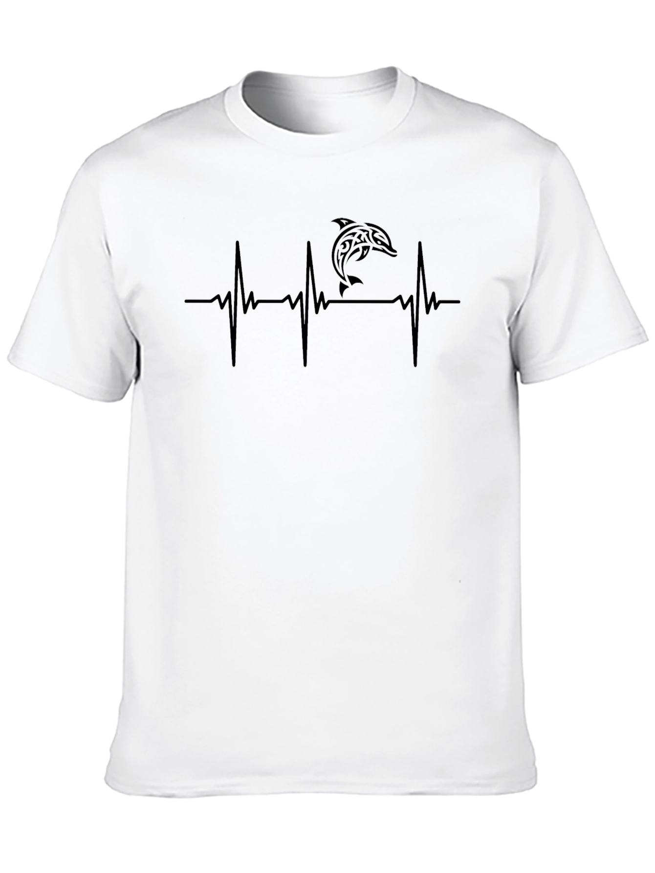 Dolphin Heartbeat T-Shirt - Black Graphic Tee