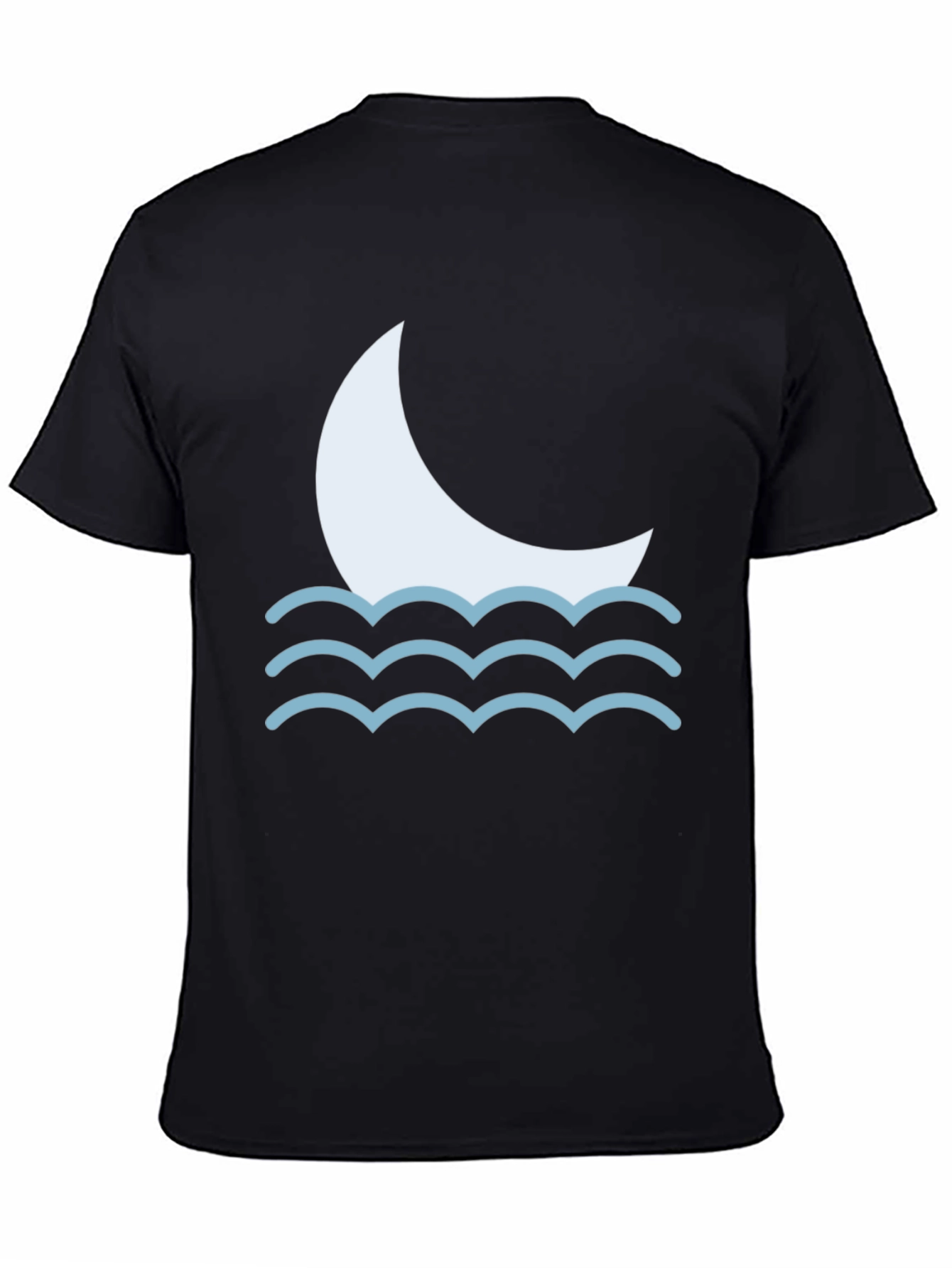 Moon Wave Graphic Tee - Black Cotton T-Shirt