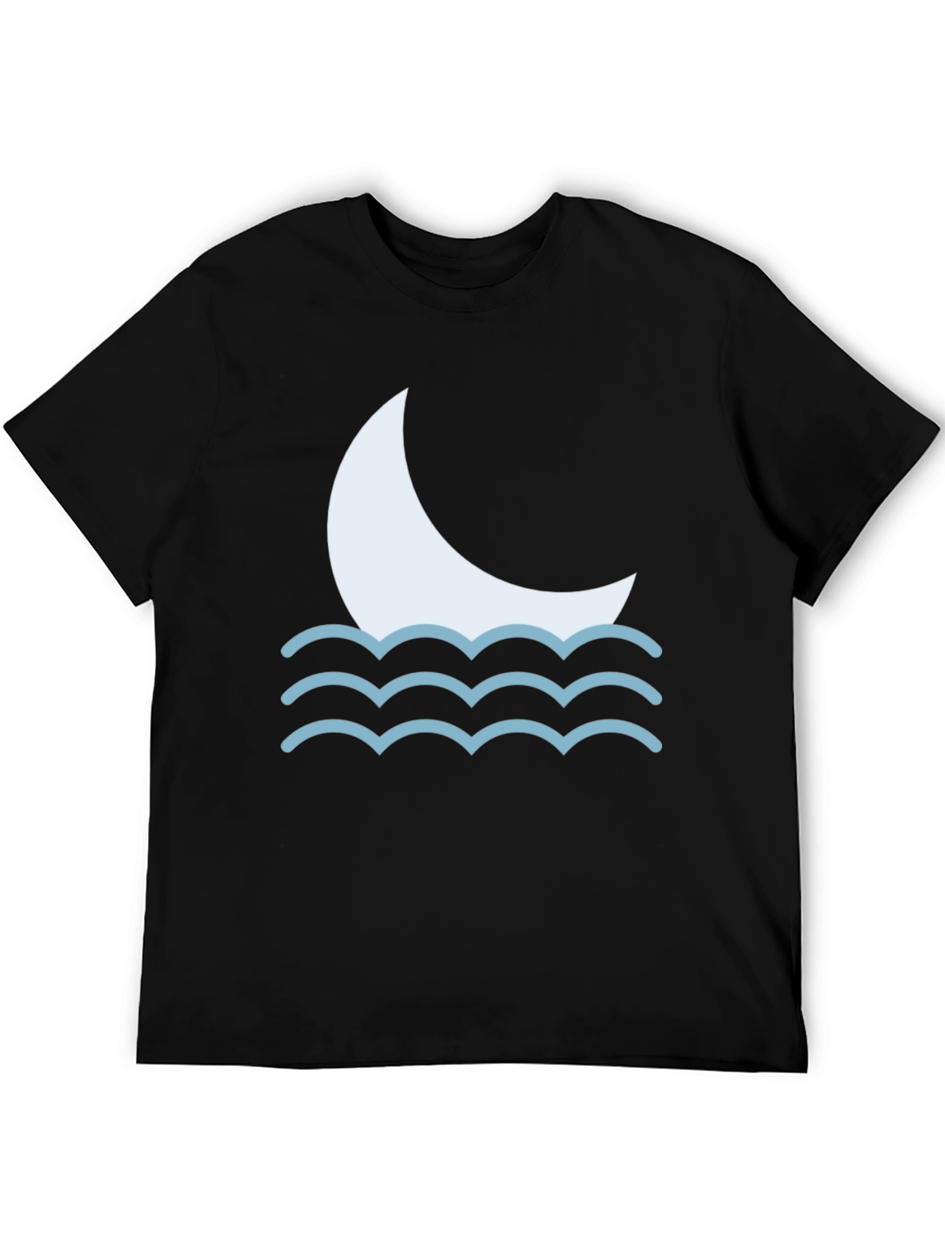 Moon Wave Graphic Tee - Black Cotton T-Shirt