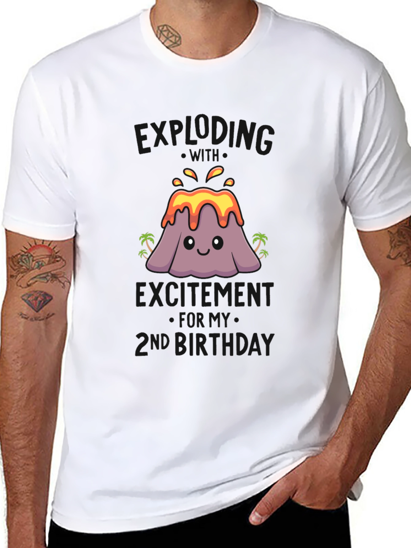Volcano 2nd Birthday T-Shirt - Black