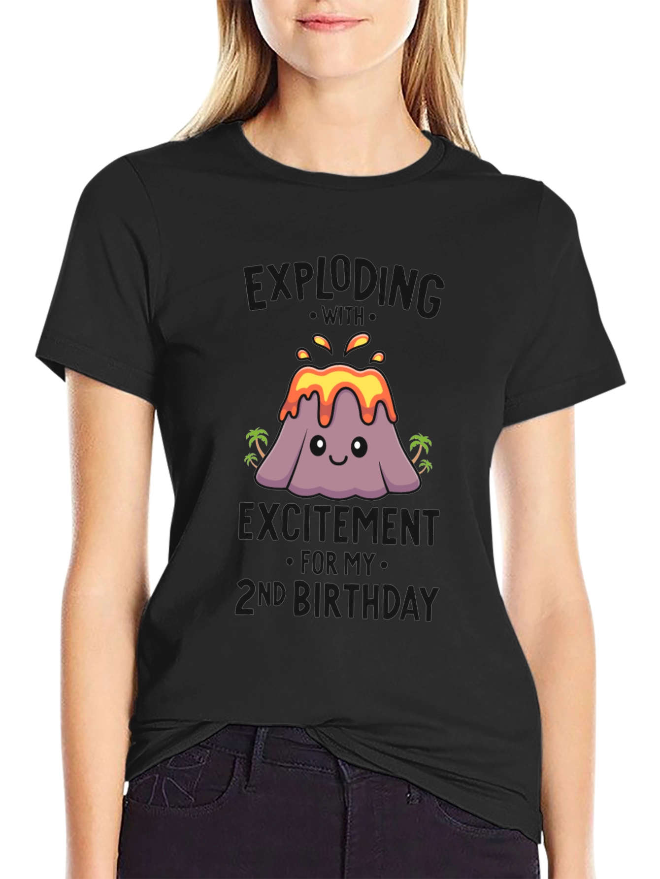 Volcano 2nd Birthday T-Shirt - Black