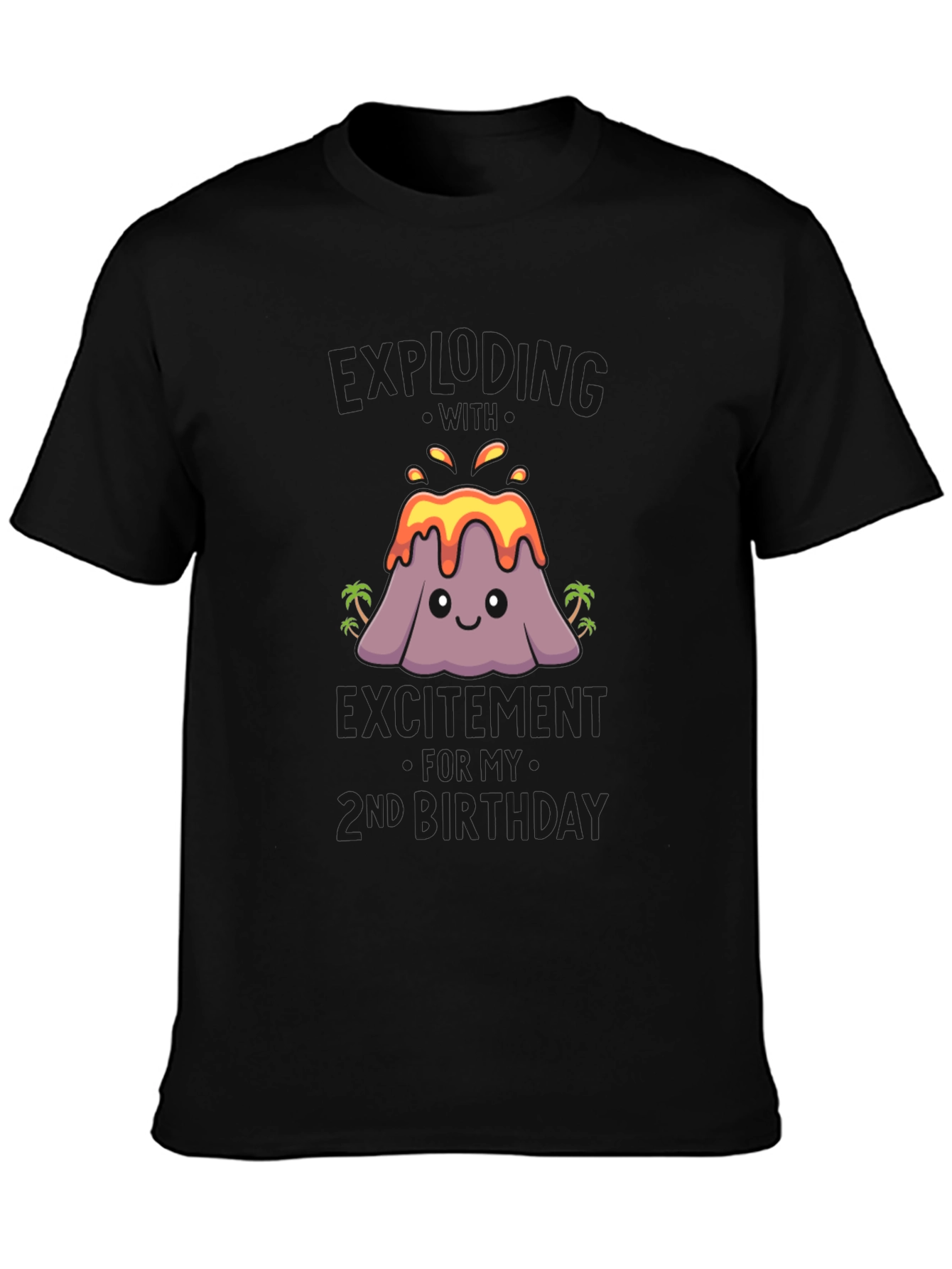 Volcano 2nd Birthday T-Shirt - Black