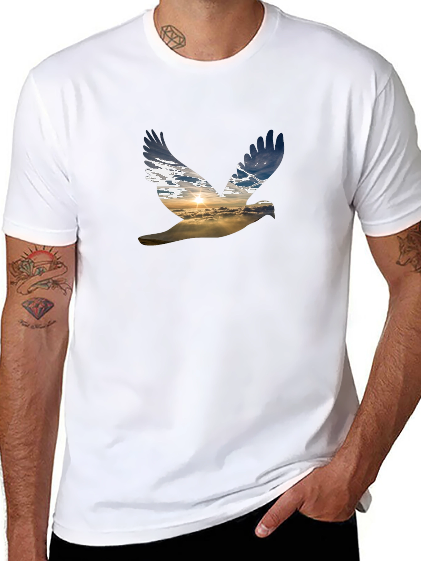 Sky Dove Graphic Tee - Black Casual Shirt