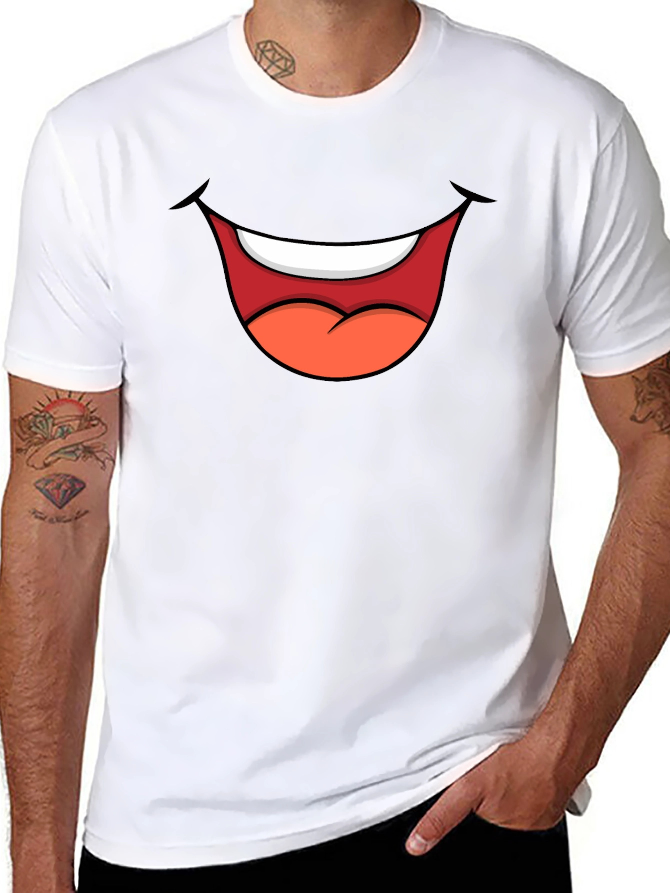 Cartoon Mouth Graphic Tee - Black T-Shirt