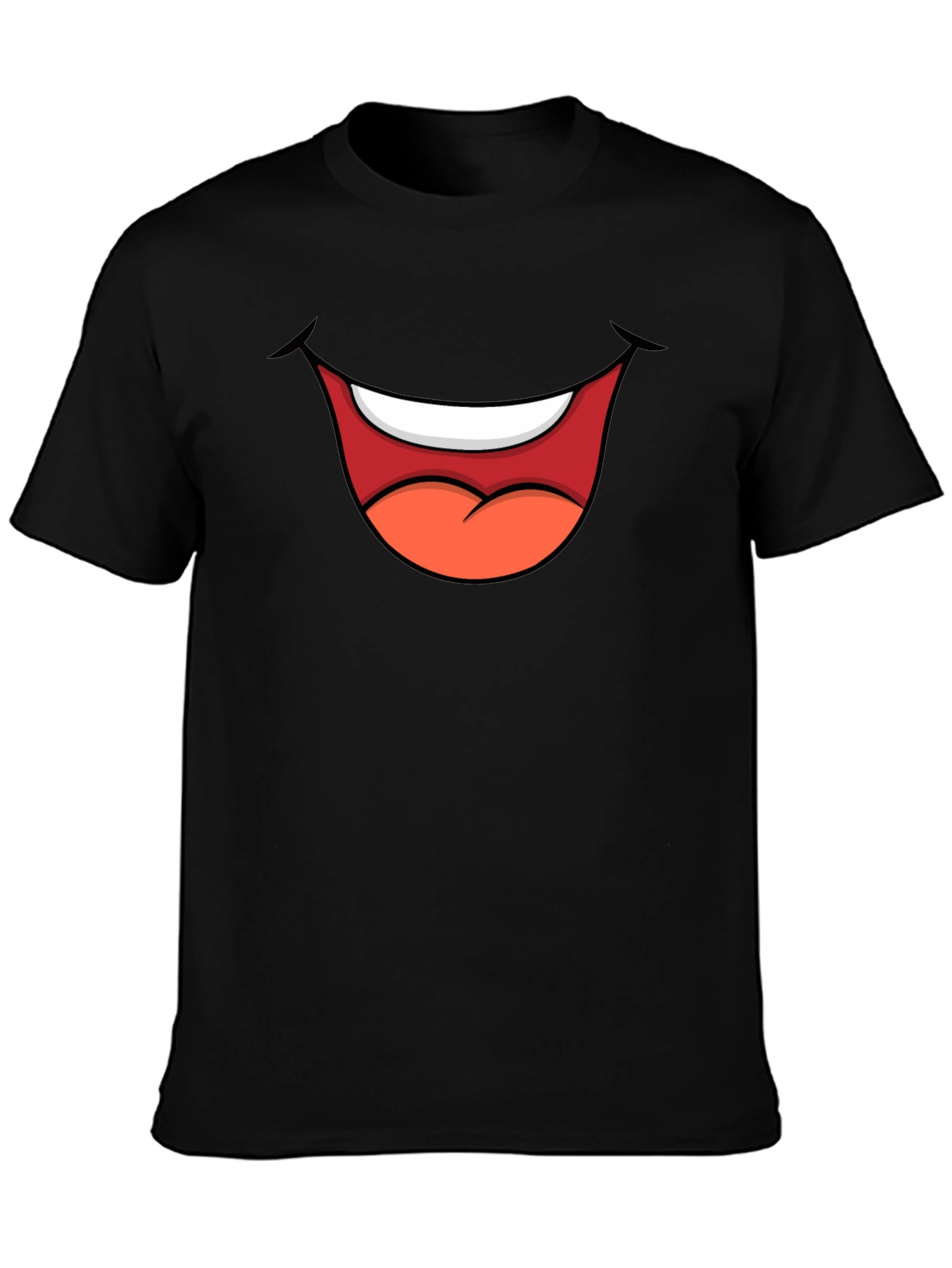 Cartoon Mouth Graphic Tee - Black T-Shirt