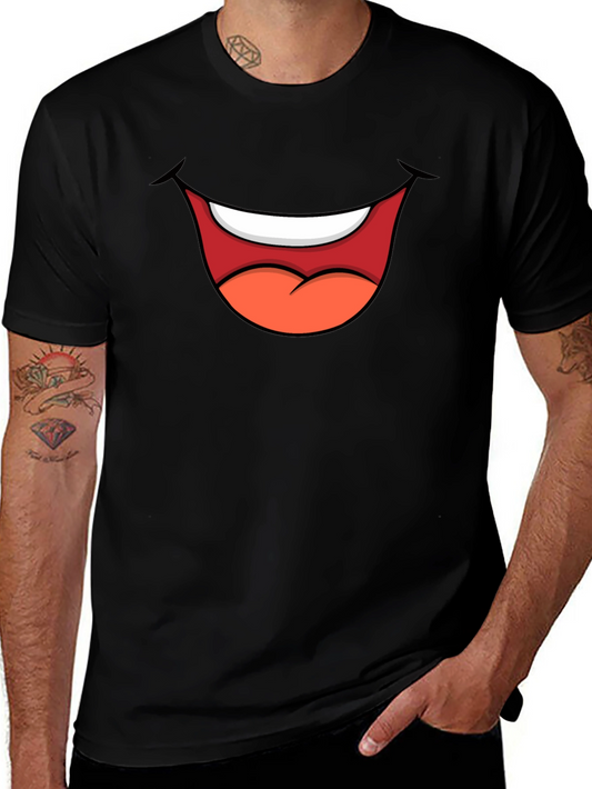 Cartoon Mouth Graphic Tee - Black T-Shirt