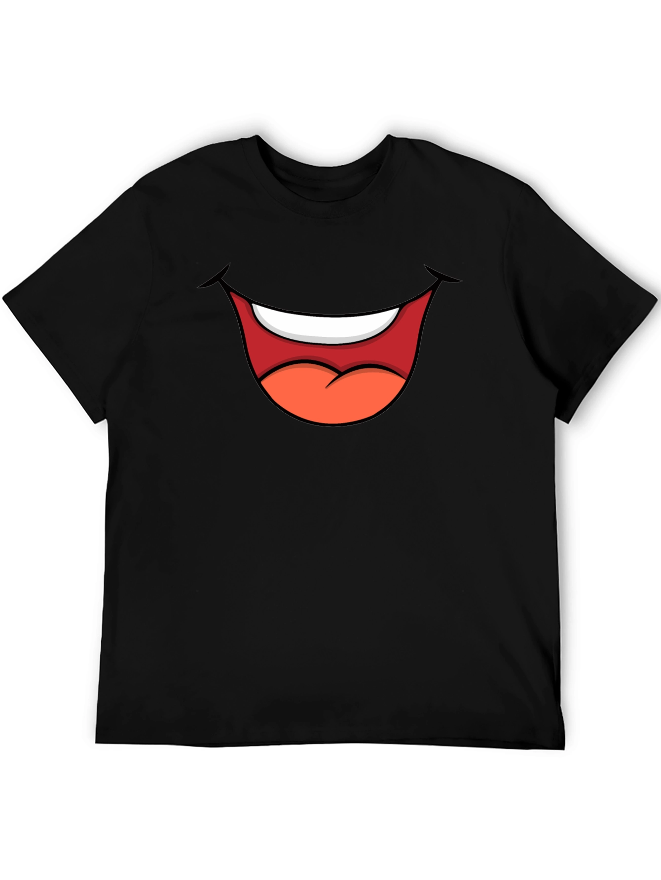 Cartoon Mouth Graphic Tee - Black T-Shirt