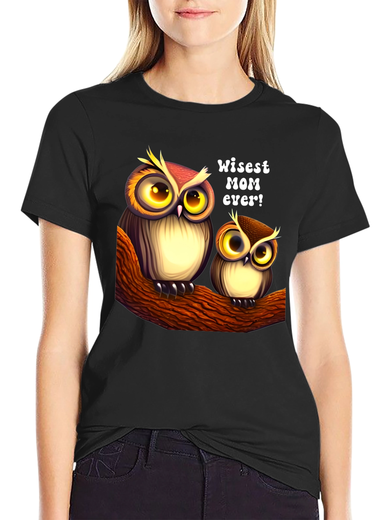 Wise Mom Owl Graphic T-Shirt