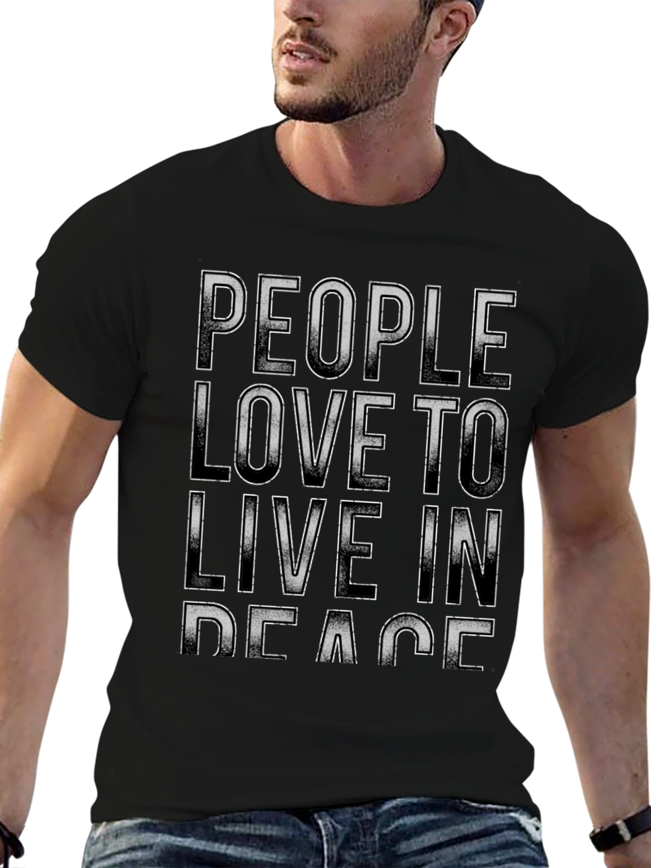 Peace Slogan Graphic Tee - Mens Relaxed Fit