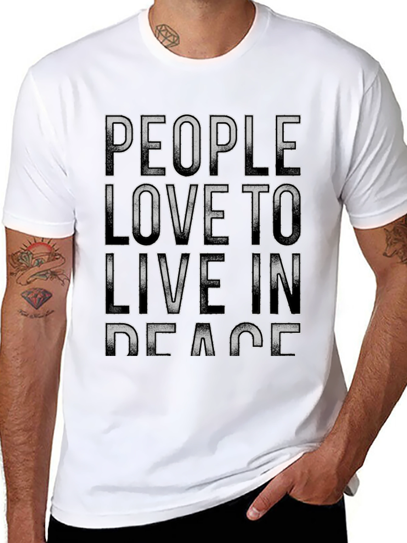 Peace Slogan Graphic Tee - Mens Relaxed Fit