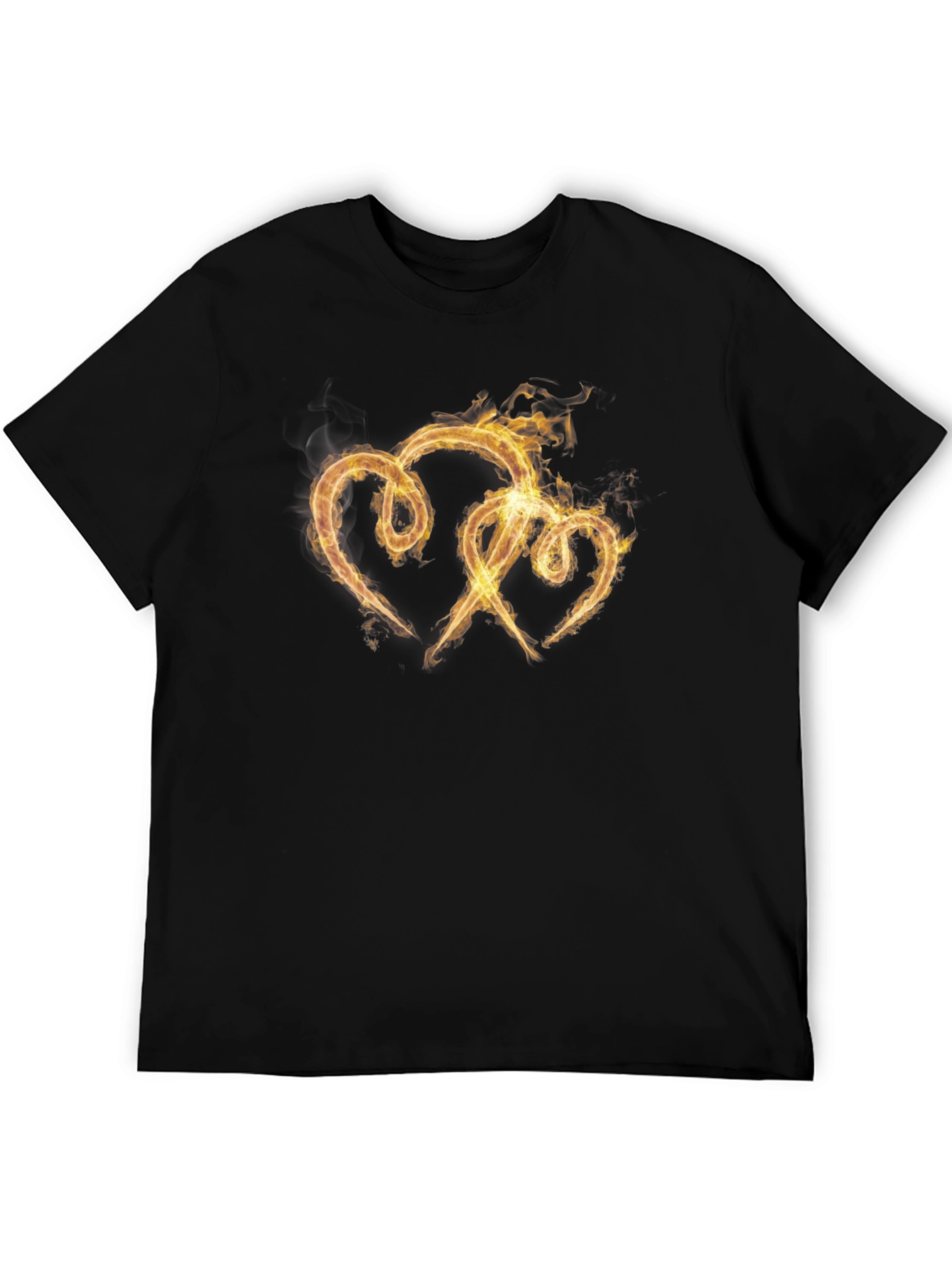 Fiery Hearts Graphic Tee - Black Cotton T-Shirt