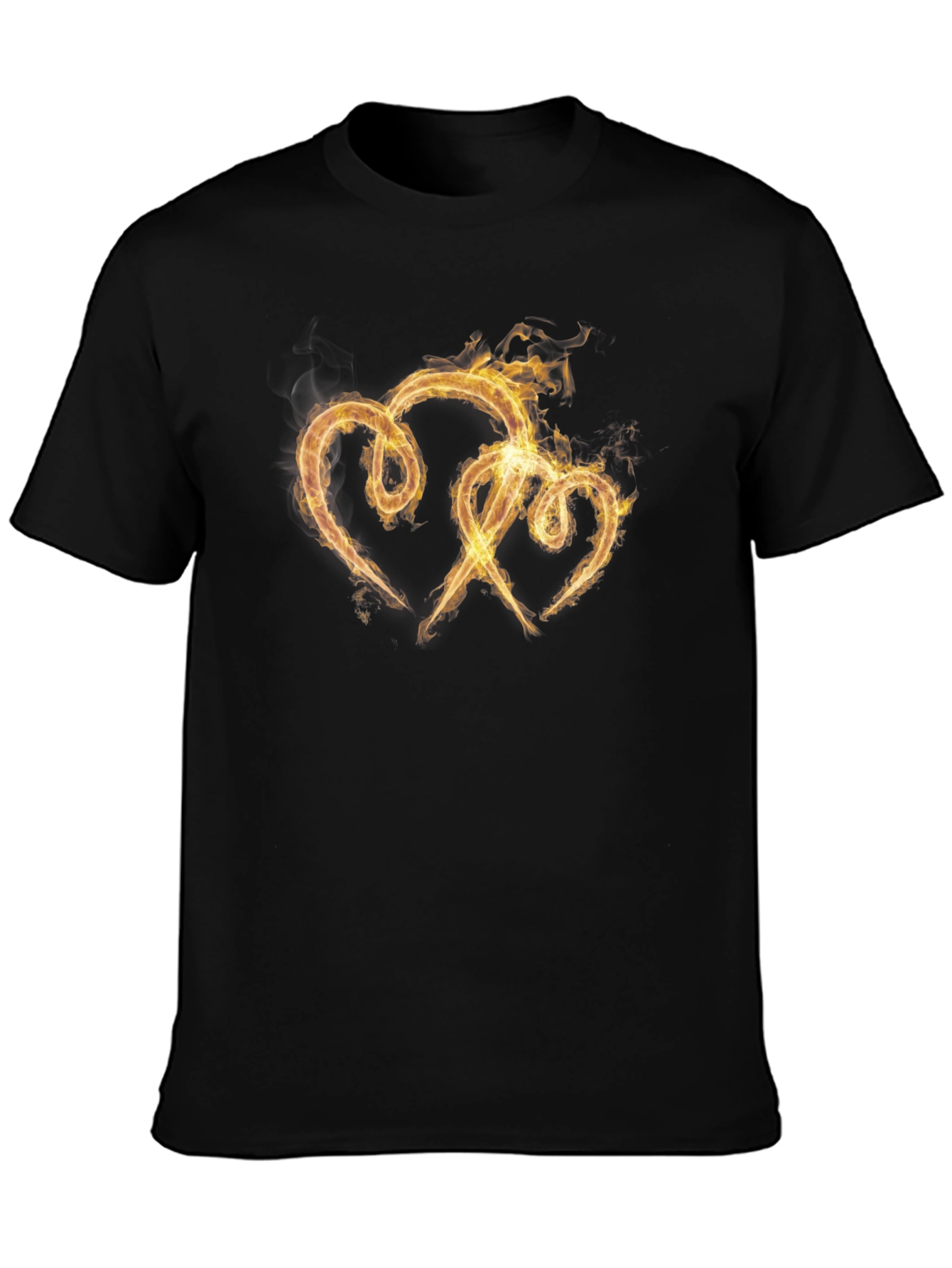 Fiery Hearts Graphic Tee - Black Cotton T-Shirt