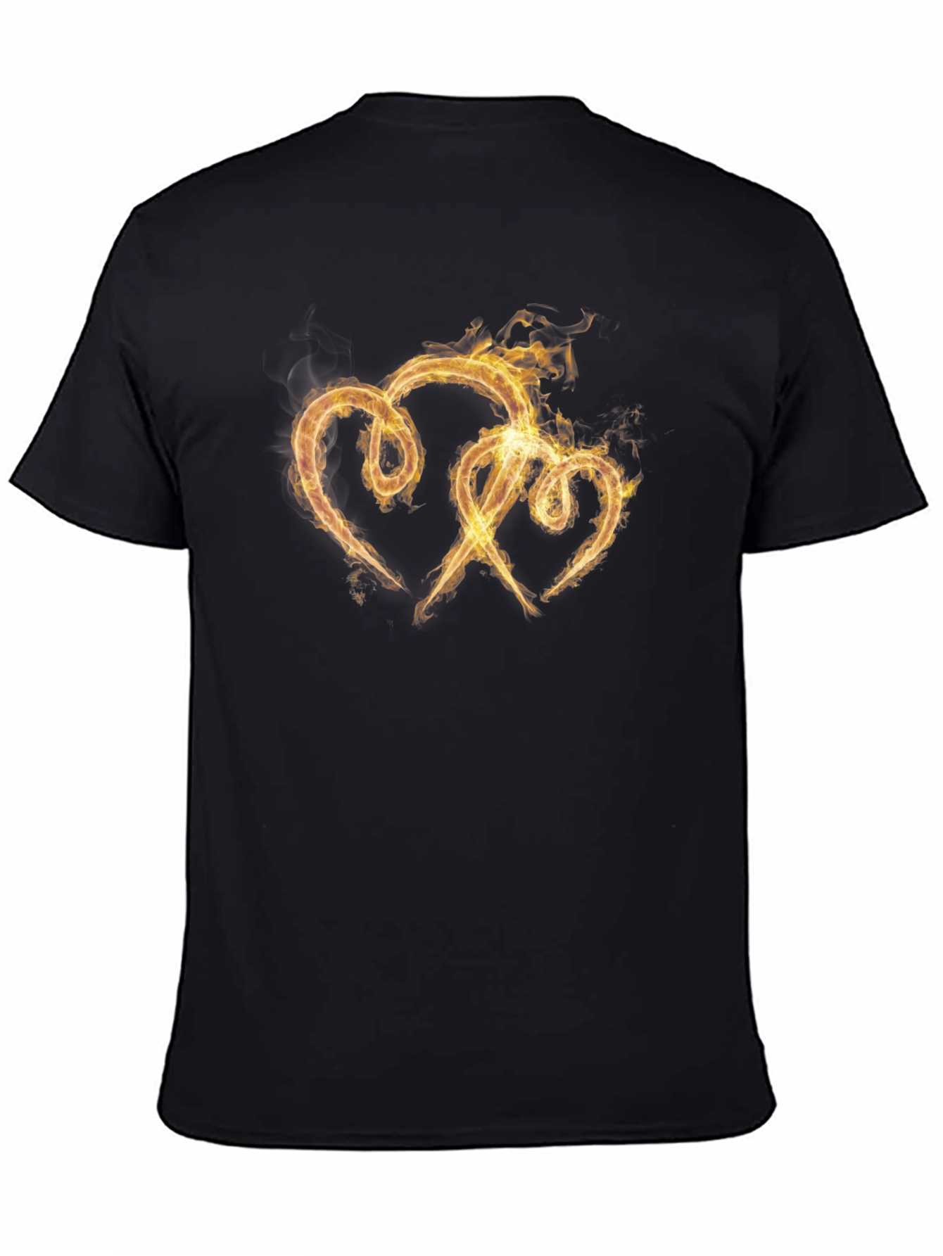 Fiery Hearts Graphic Tee - Black Cotton T-Shirt