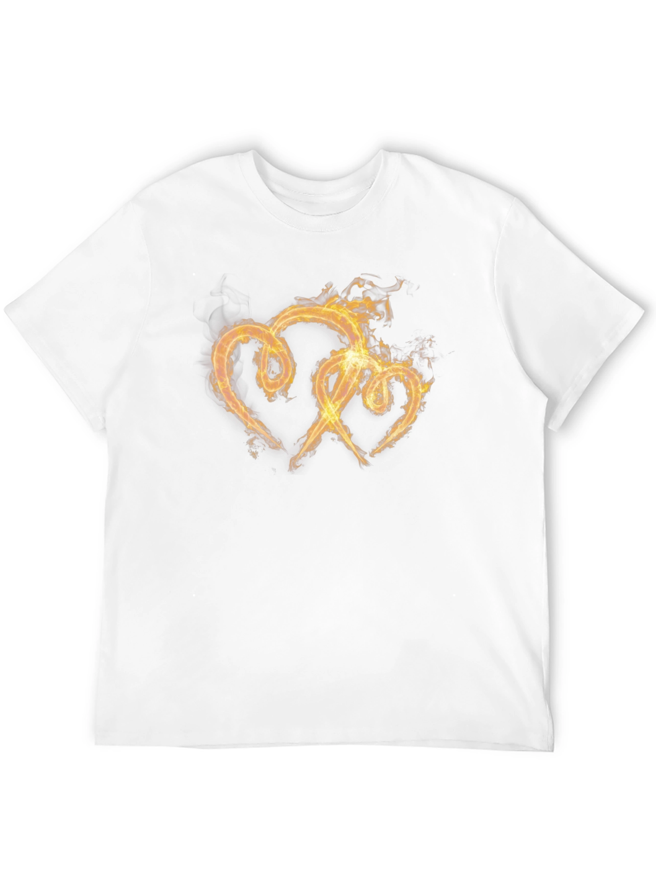 Fiery Hearts Graphic Tee - Black Cotton T-Shirt