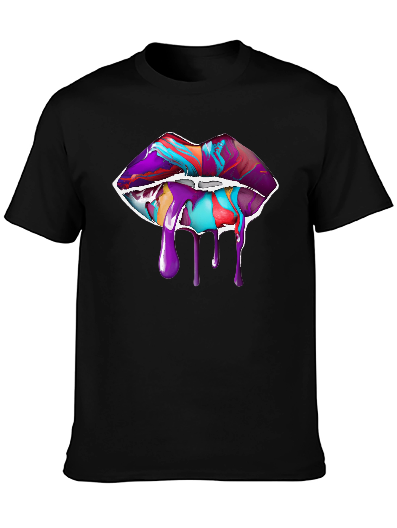 Paint Drip Lips Graphic Tee - Black