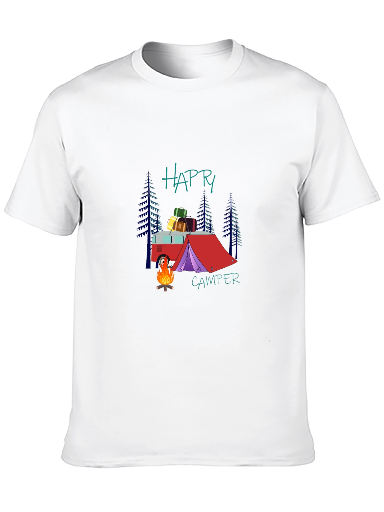 Happy Camper Graphic T-Shirt - Camping Adventure Tee