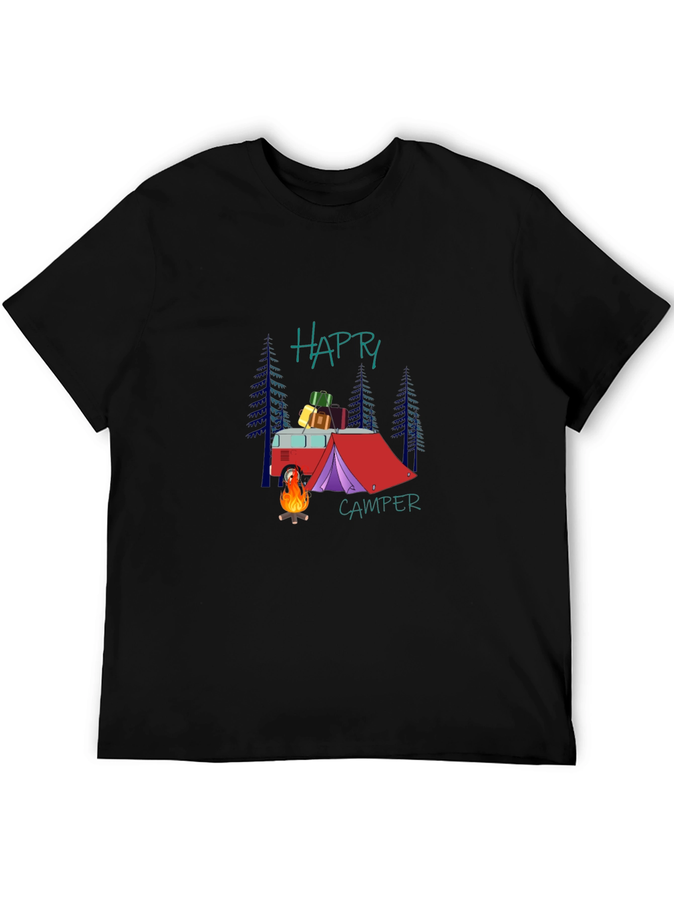 Happy Camper Graphic T-Shirt - Camping Adventure Tee