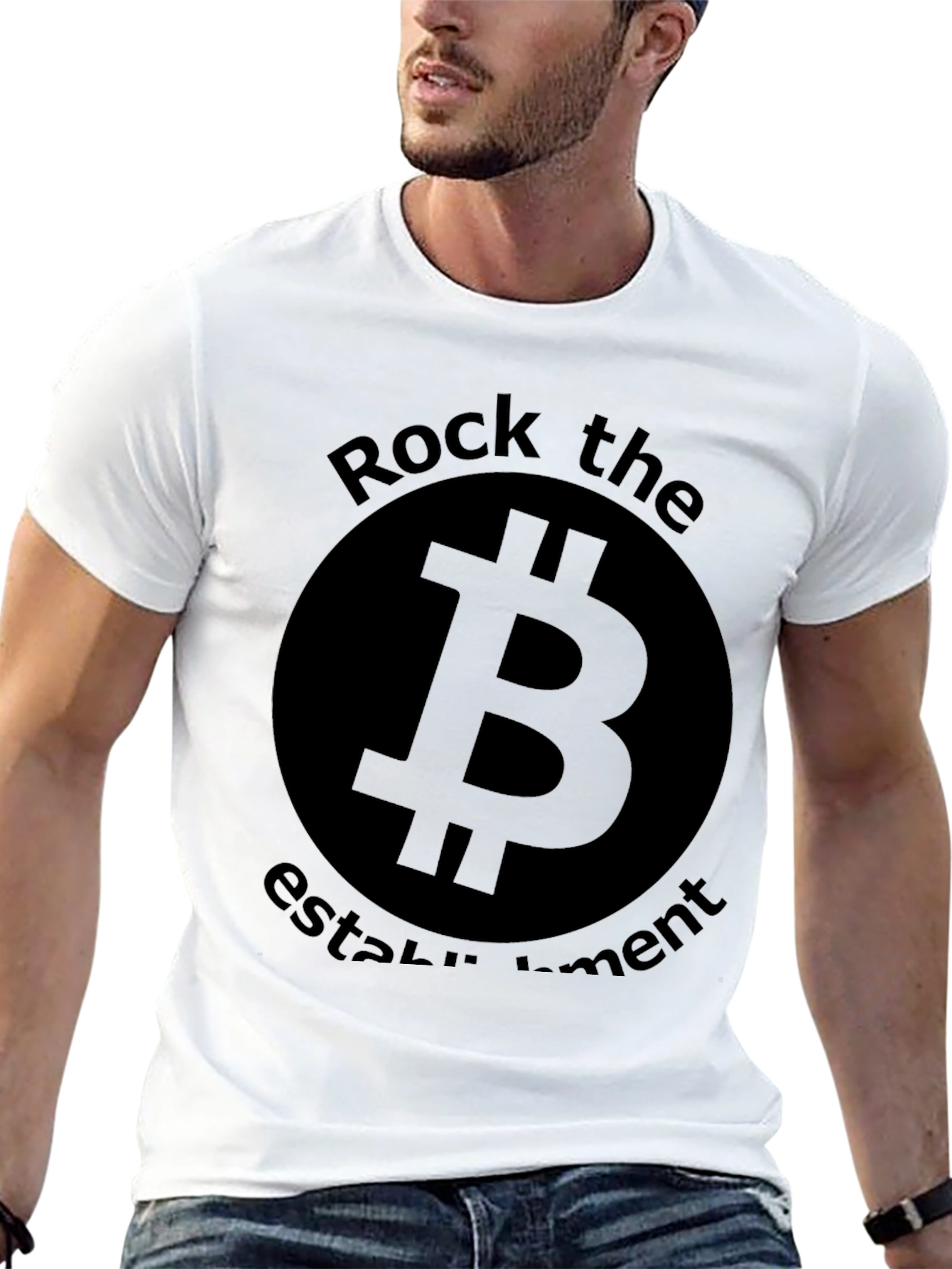 Bitcoin Rock the Establishment Black T-Shirt