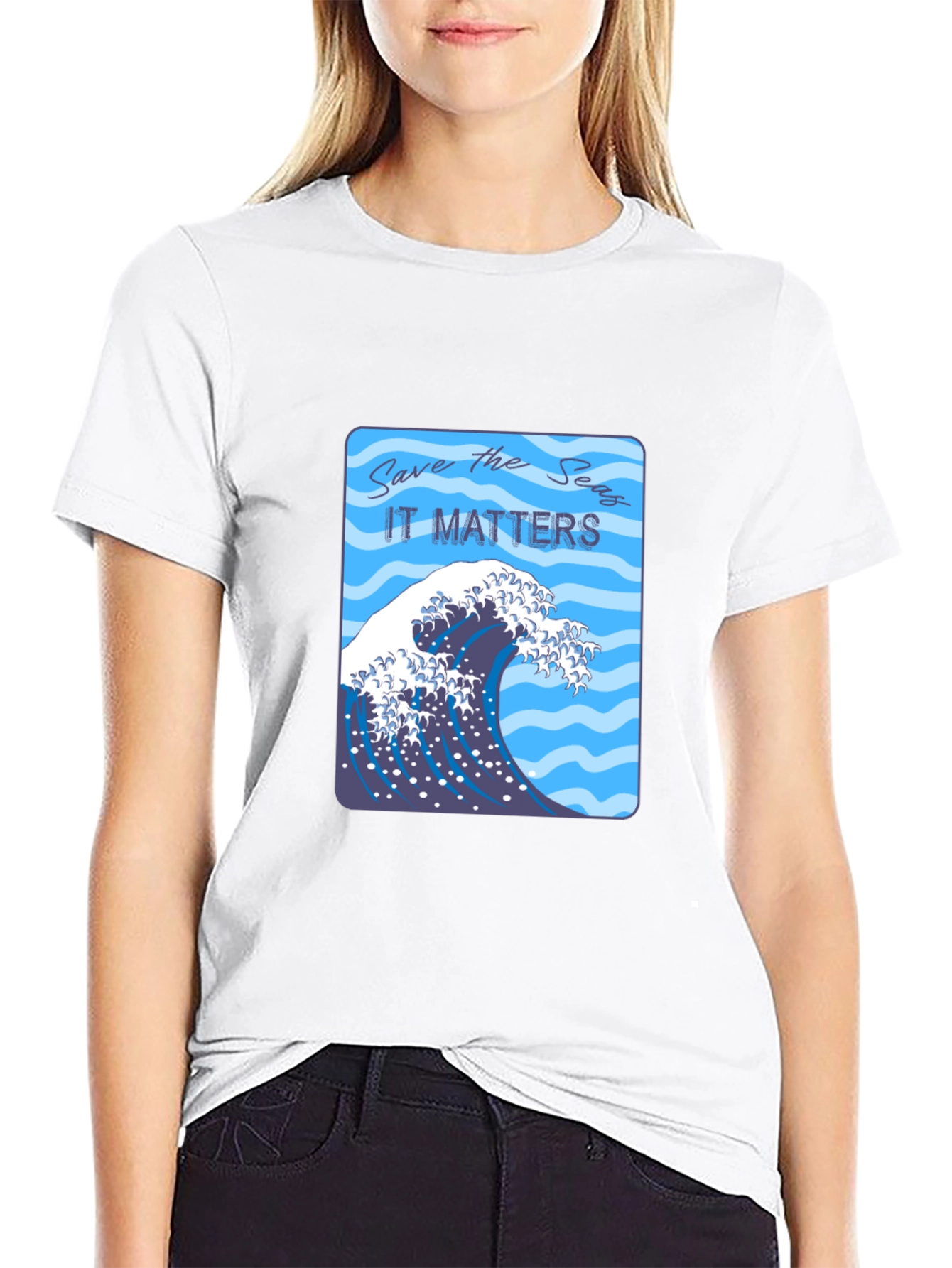 Save the Seas Graphic T-Shirt - Ocean Wave Design