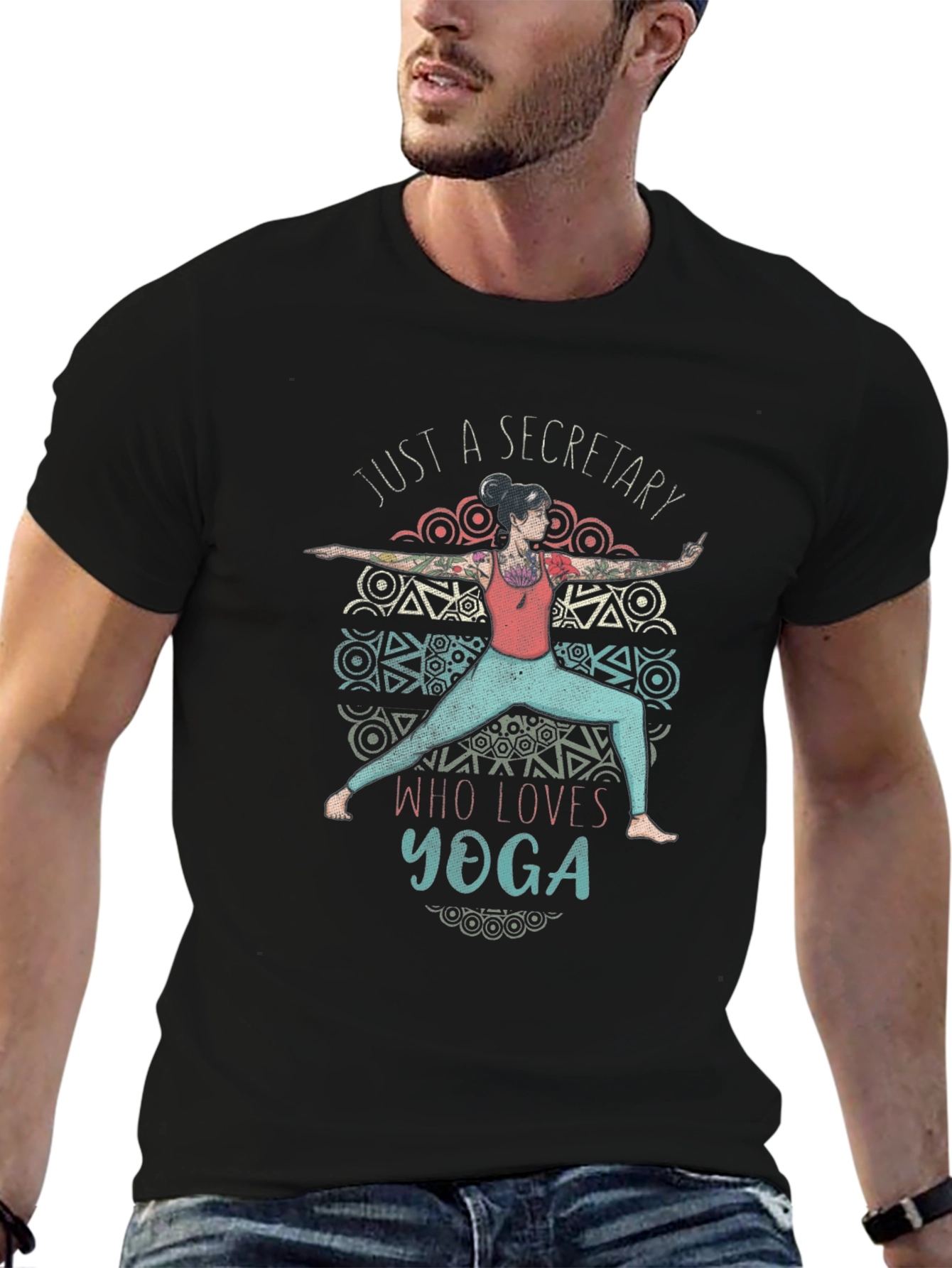 Secretary Who Loves Yoga T-Shirt - Black