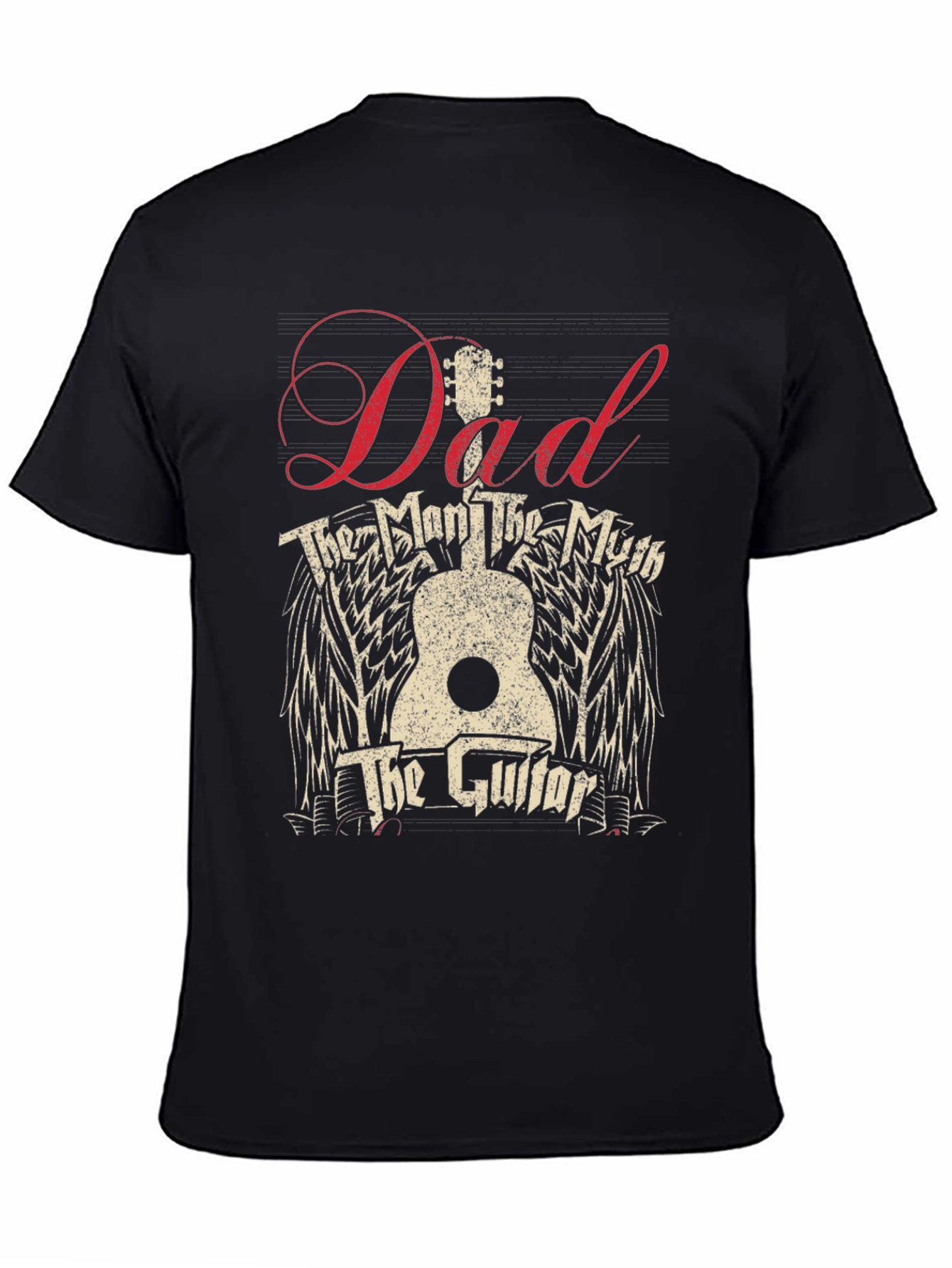 Dad The Man The Myth The Guitar Black T-Shirt