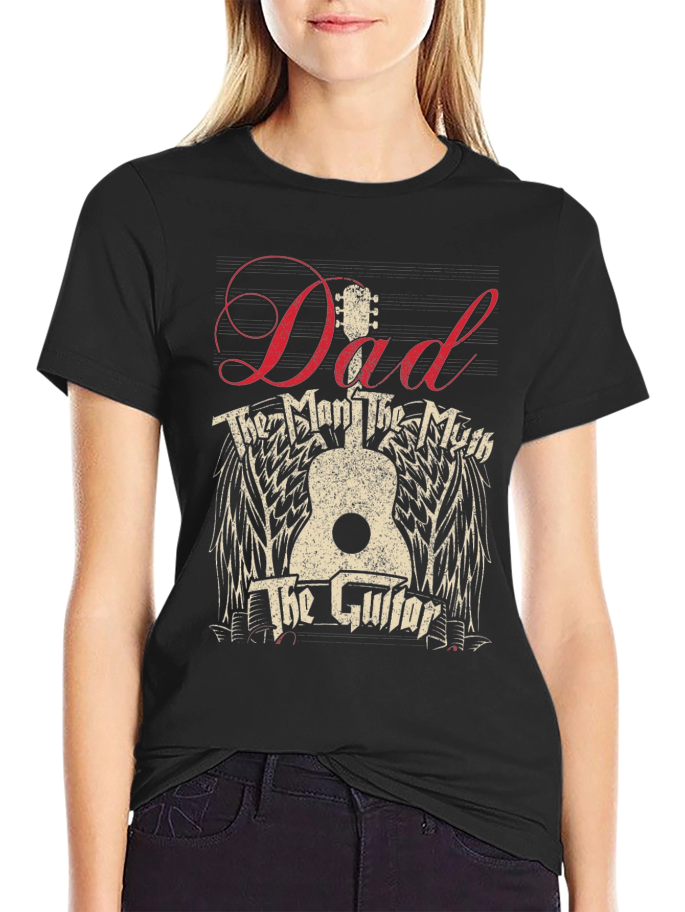 Dad The Man The Myth The Guitar Black T-Shirt
