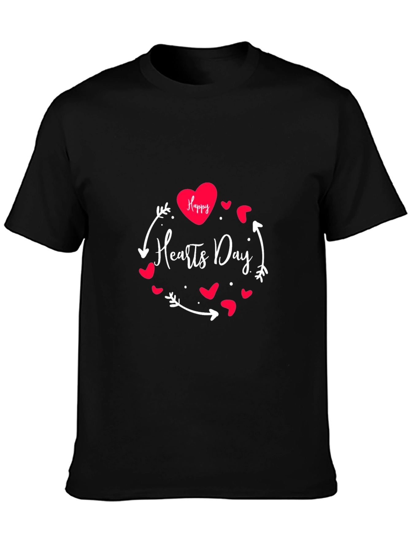 Happy Hearts Day Graphic Tee - Black