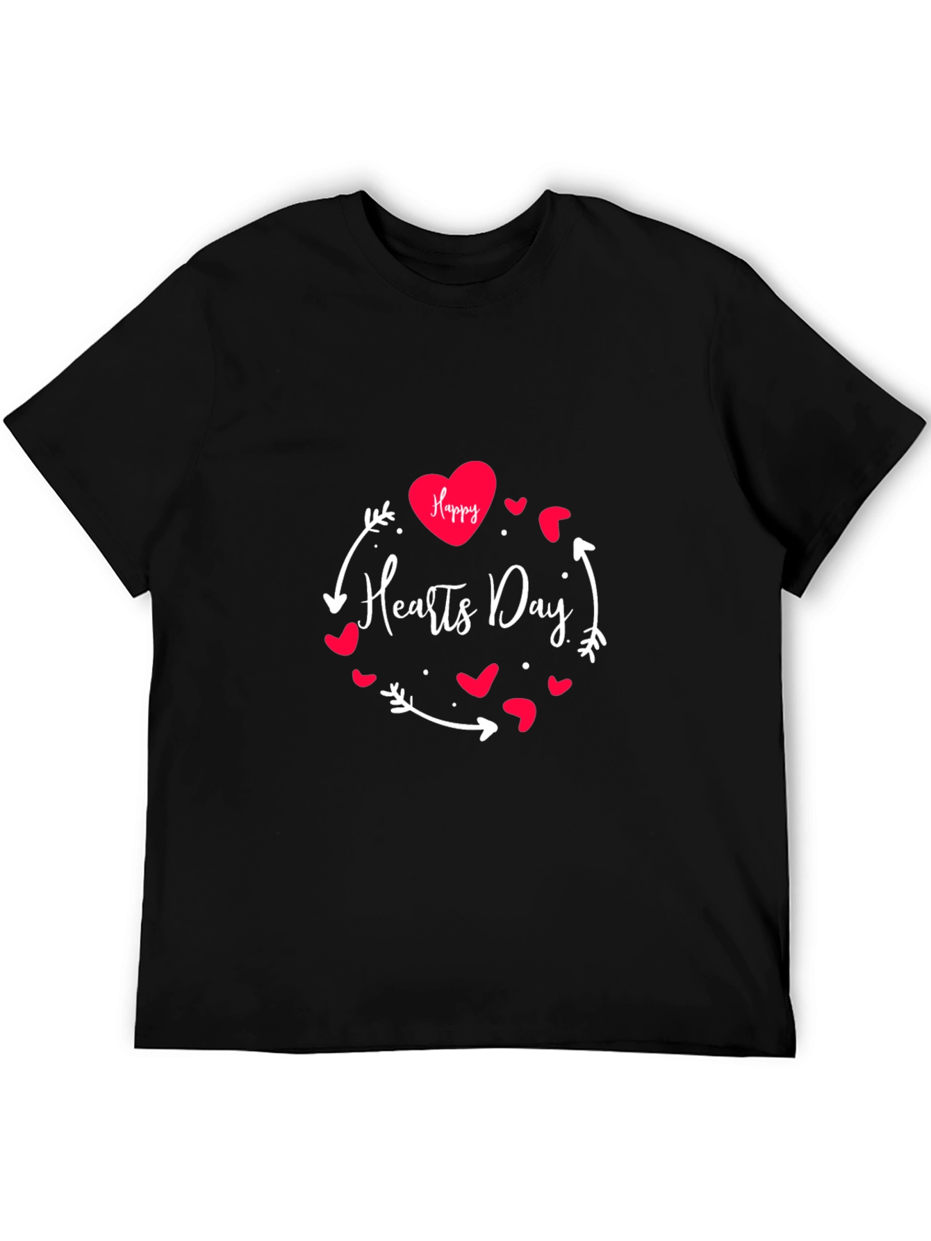 Happy Hearts Day Graphic Tee - Black