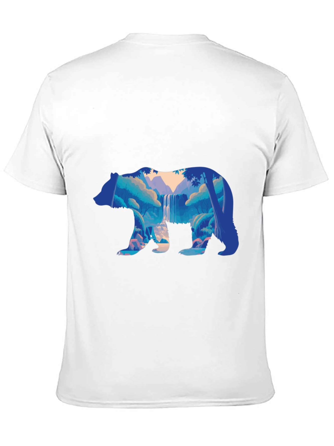 Nature Bear Graphic Print Black T-Shirt
