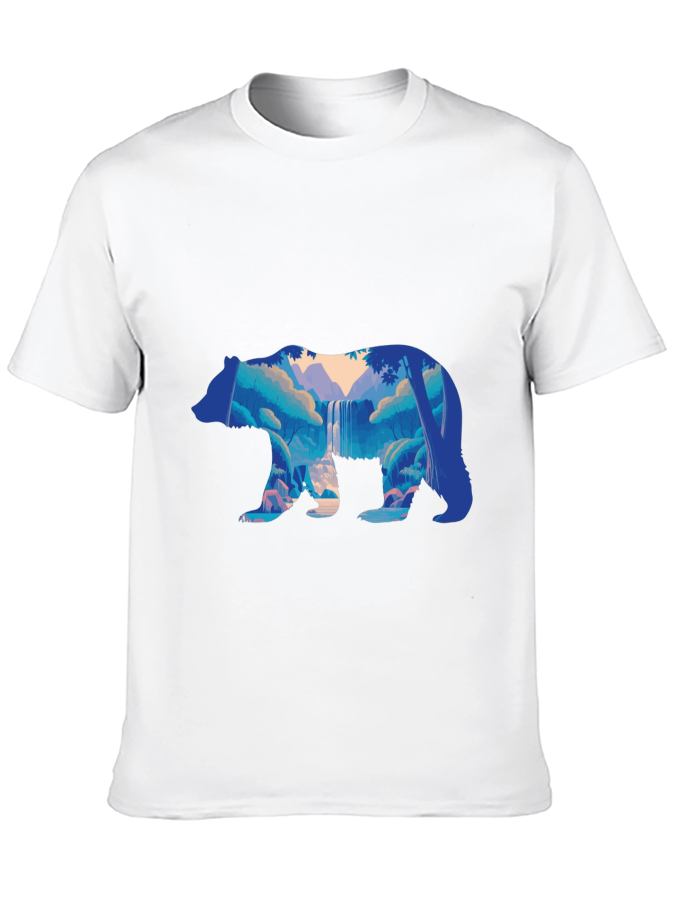 Nature Bear Graphic Print Black T-Shirt