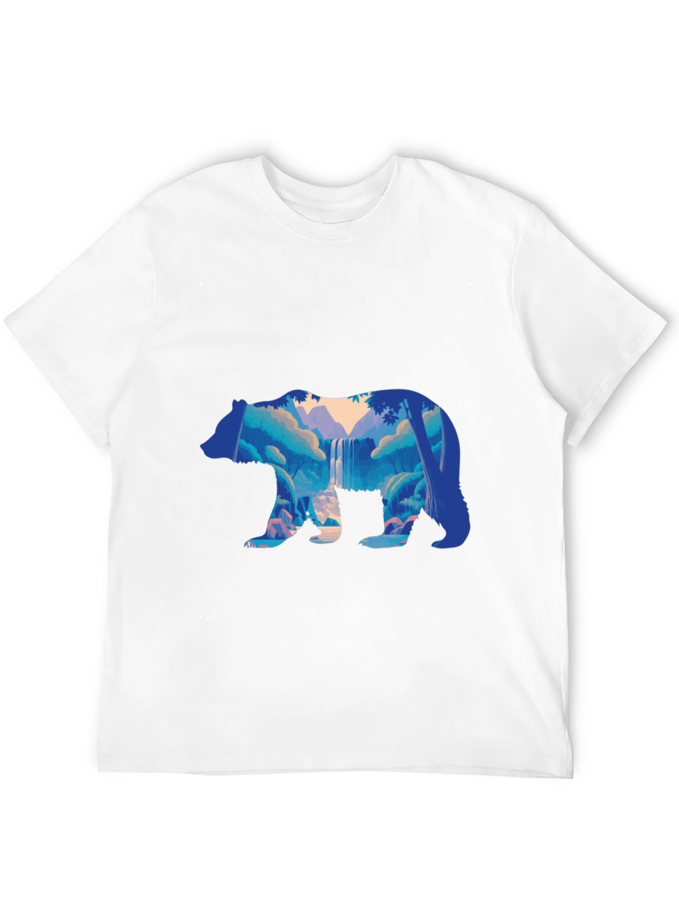 Nature Bear Graphic Print Black T-Shirt