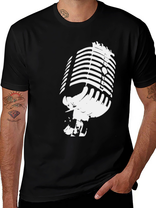 Vintage Microphone Graphic Tee - Classic Style