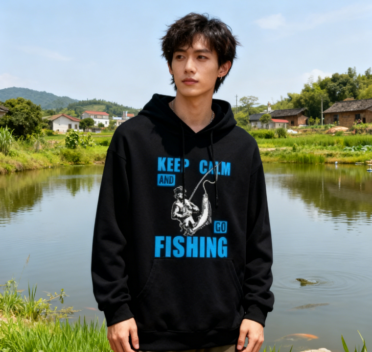 Minimalist 'GO FISHING' Print Hoodie