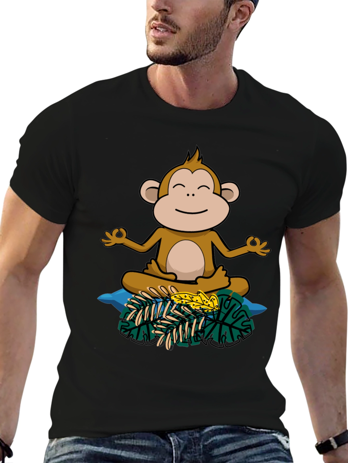 Zen Monkey Graphic Tee - Relaxed Fit Cotton Shirt