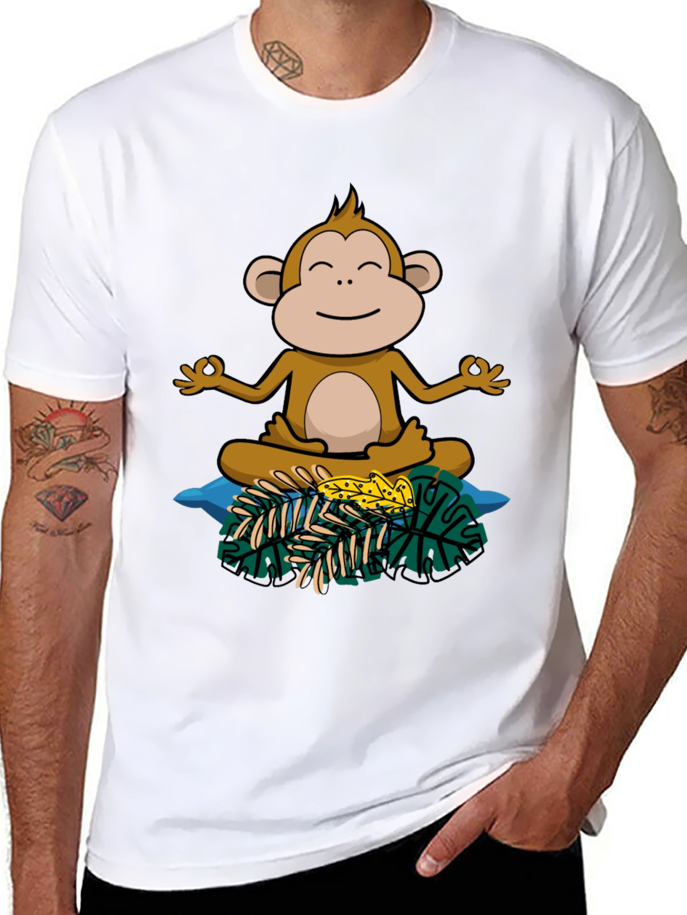 Zen Monkey Graphic Tee - Relaxed Fit Cotton Shirt